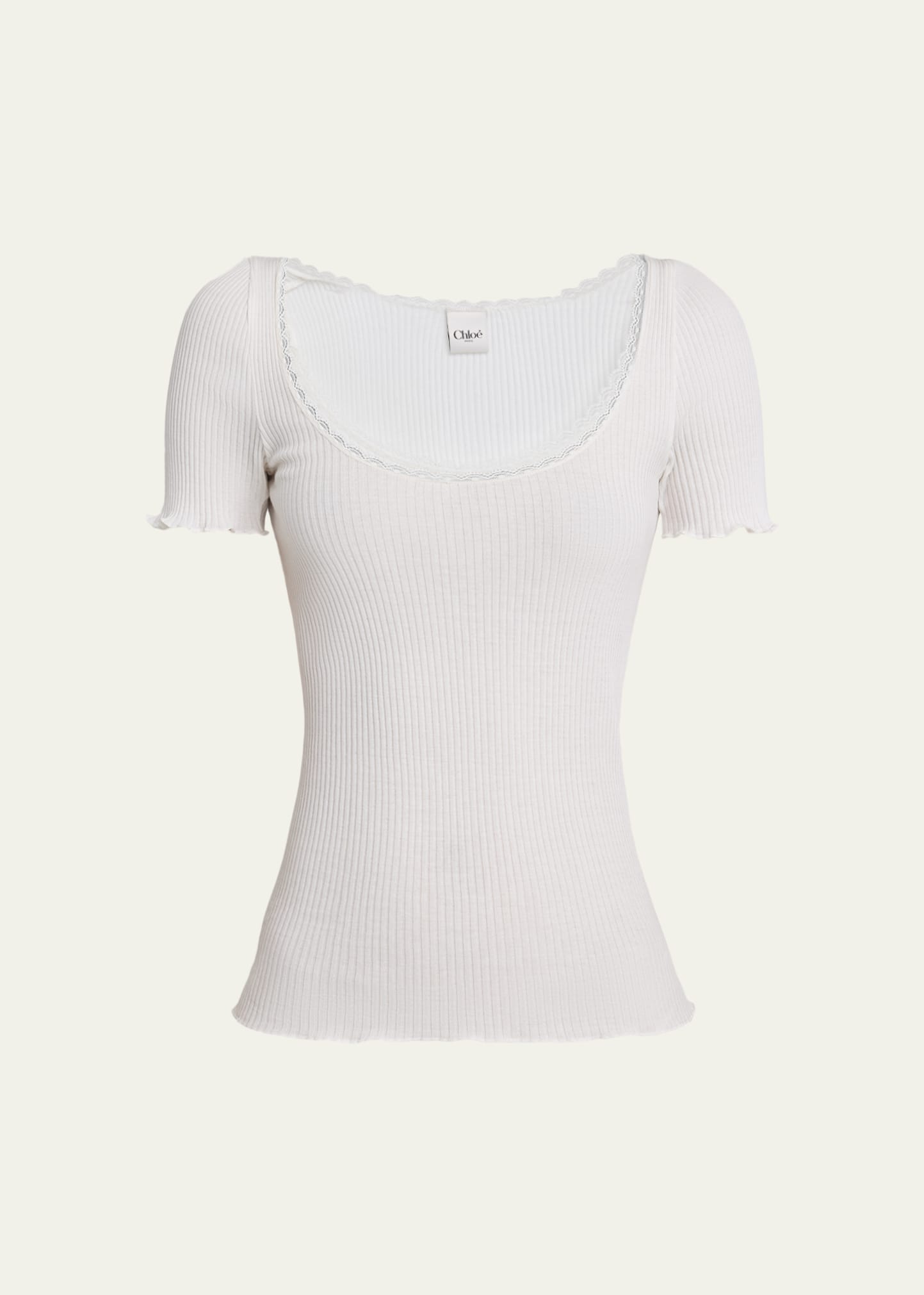 Chloe Lace-Trim Ribbed Scoop-Neck Top - Bergdorf Goodman