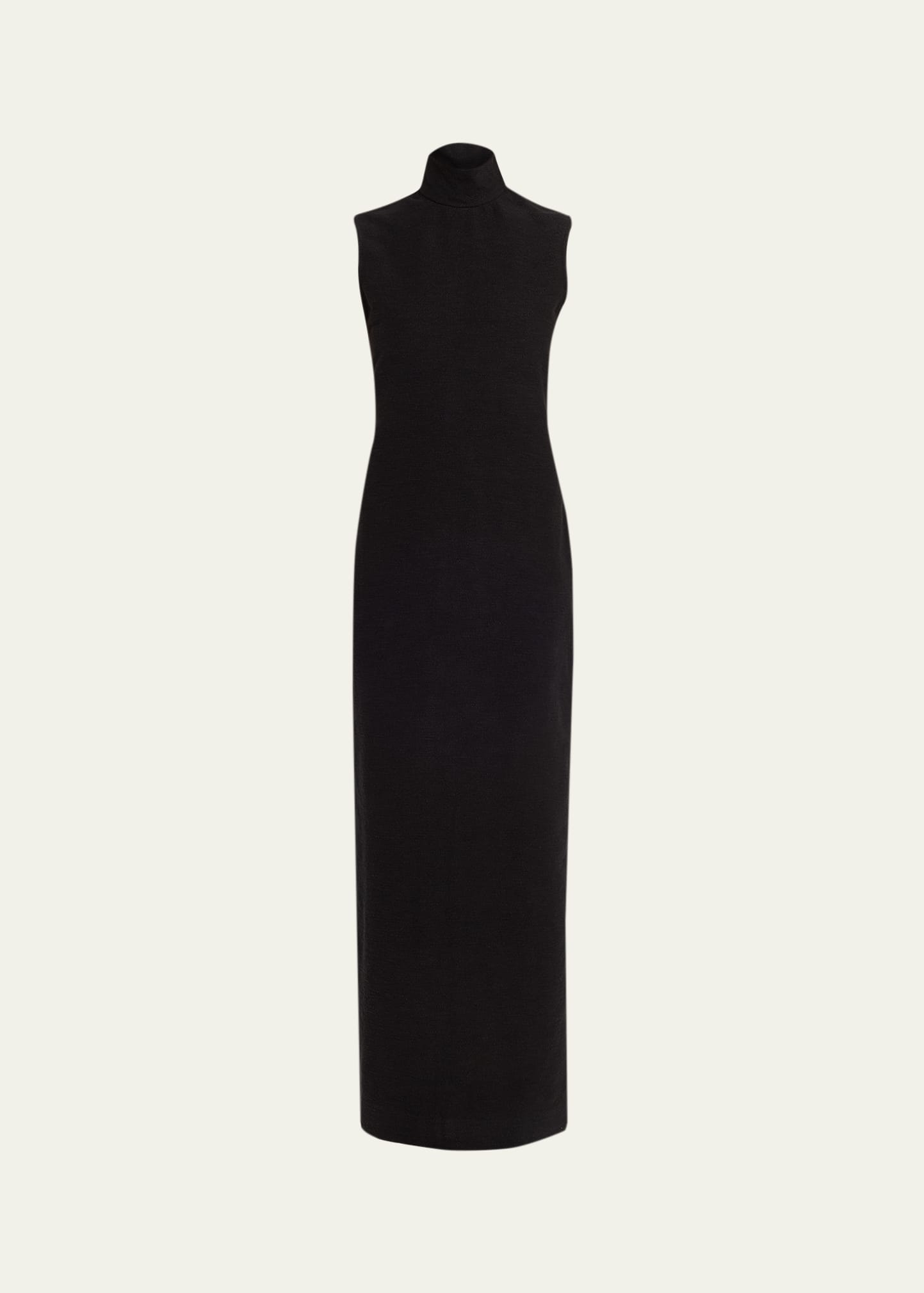 turtleneck black dress sleeveless Knee-length Sleeveless Dress with a Short Turtleneck in Cotton  shopaleena