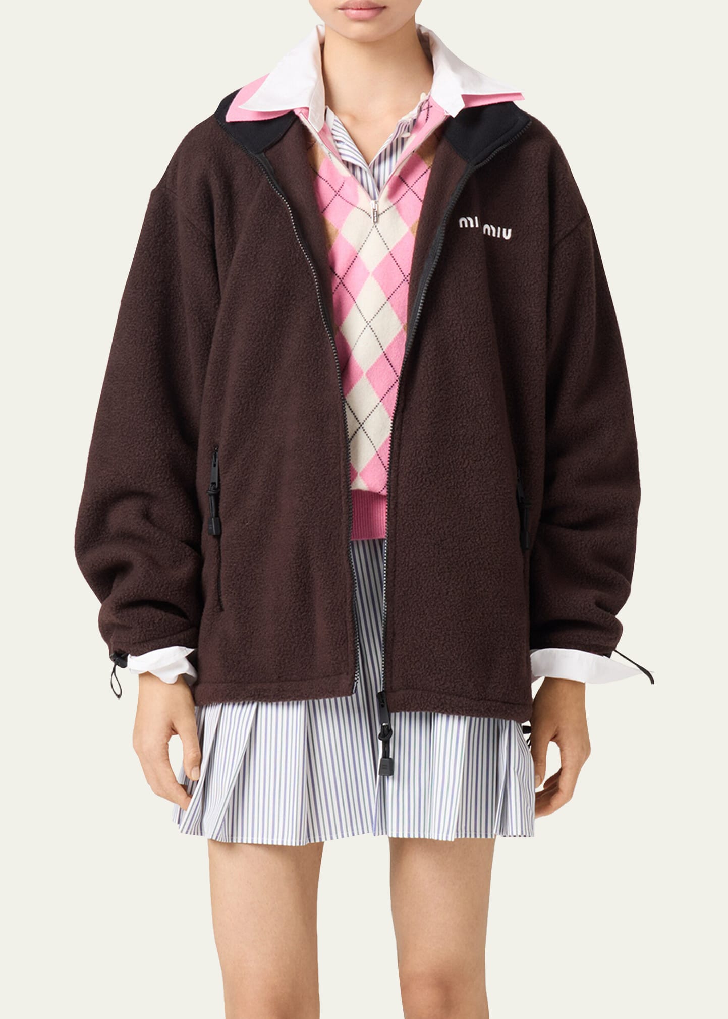 Miu Miu Fleece Zip-Up Jacket - Bergdorf Goodman