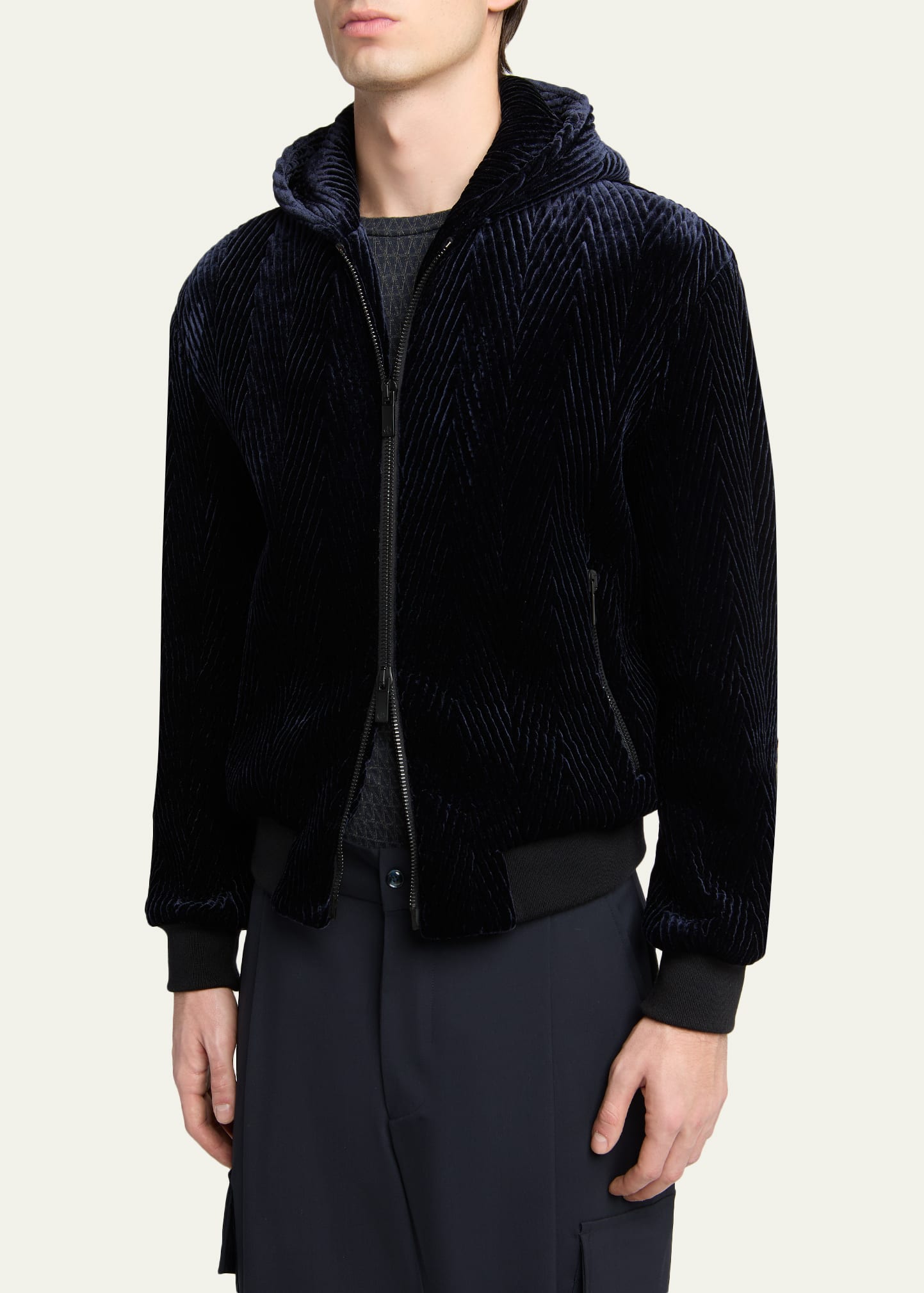 Giorgio Armani Men's Chevron Velvet Jacket - Bergdorf Goodman