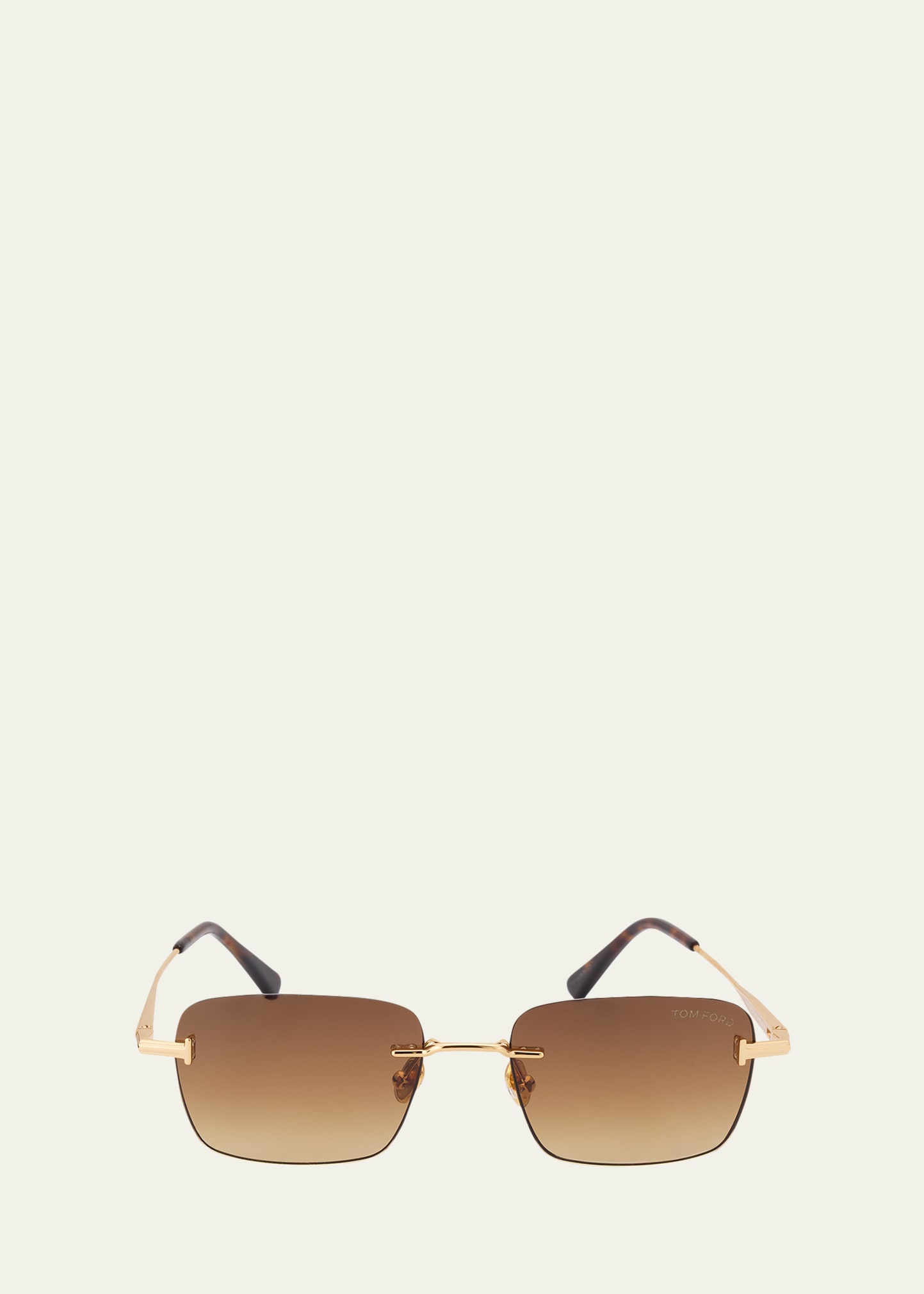 TOM FORD Men's Jake Rimless Rectangular Metal Sunglasses