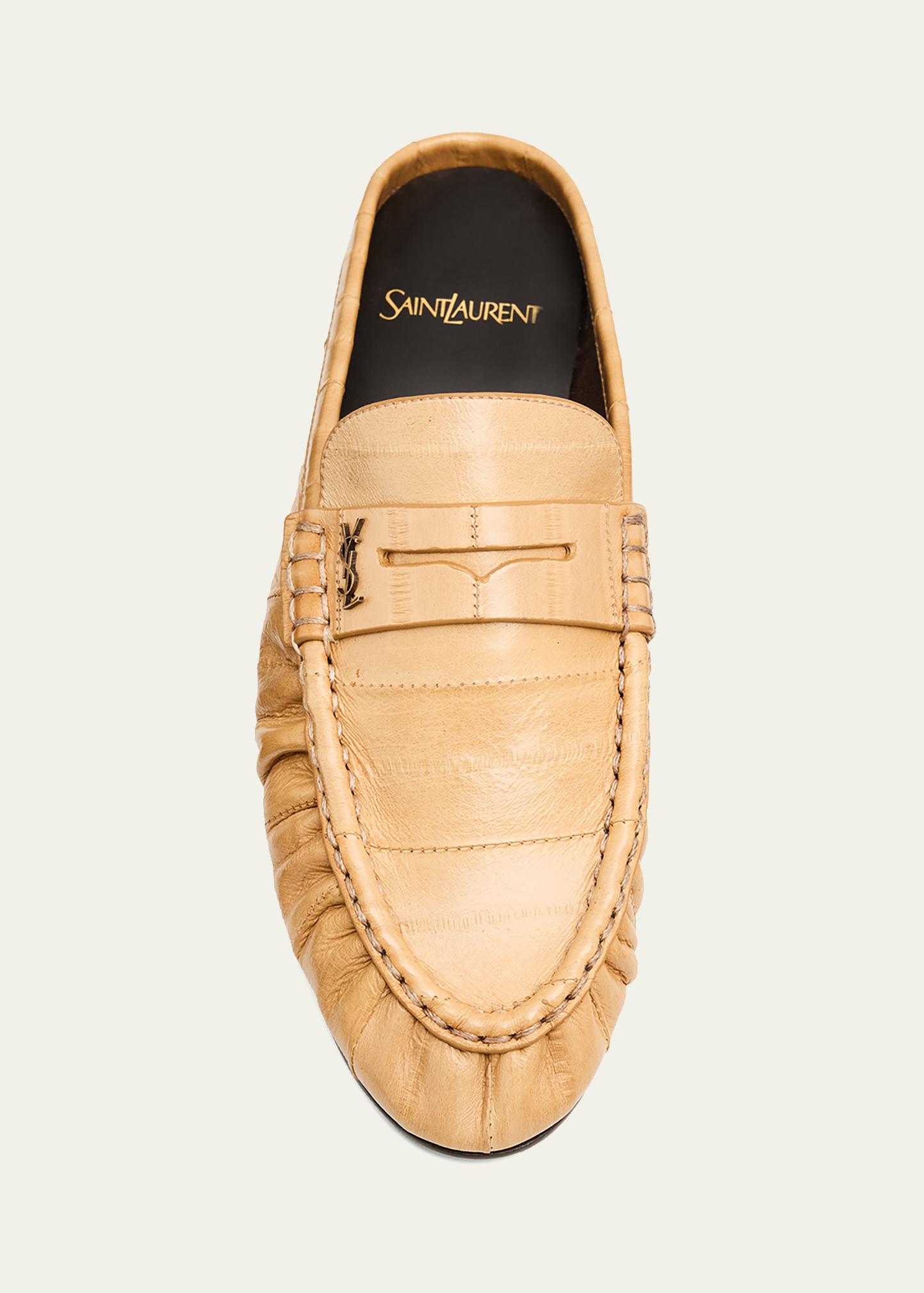 Saint Laurent Le Loafer Eel Leather Penny Loafer Mules 