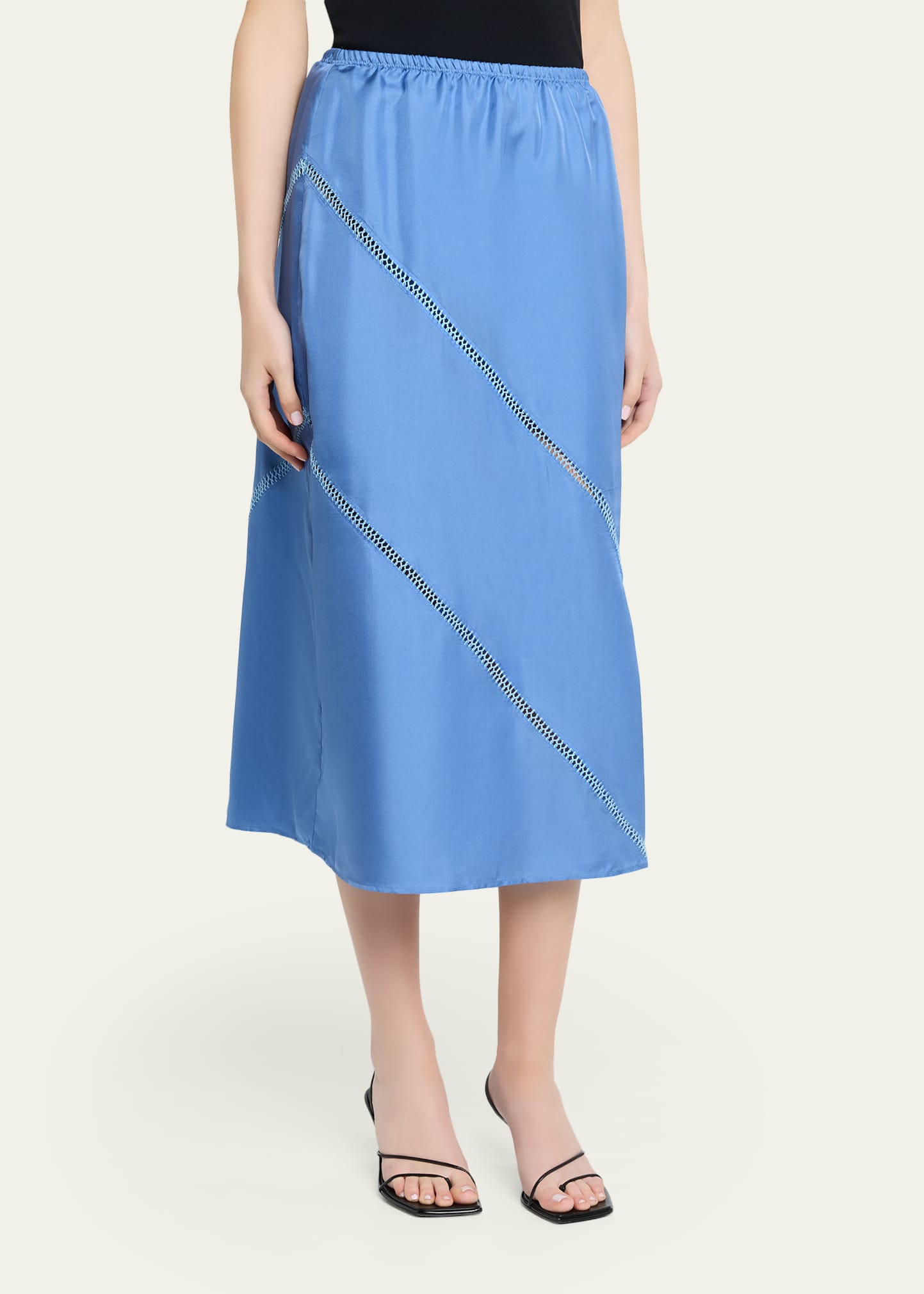 Diotima Tobago Lattice-Inset Silk Midi Skirt - Bergdorf Goodman