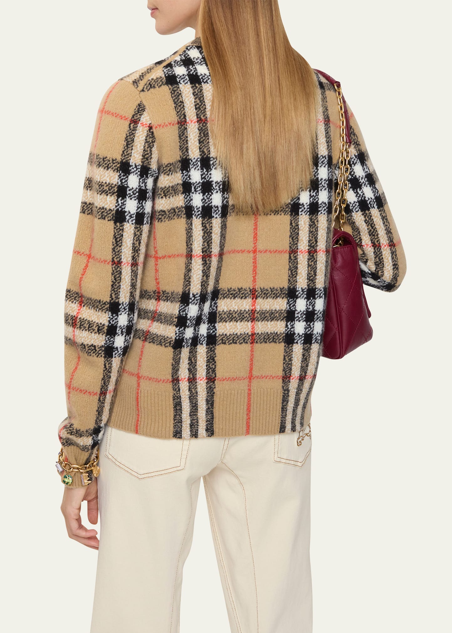Burberry Clara Check Cashmere Crewneck Cardigan - Bergdorf Goodman