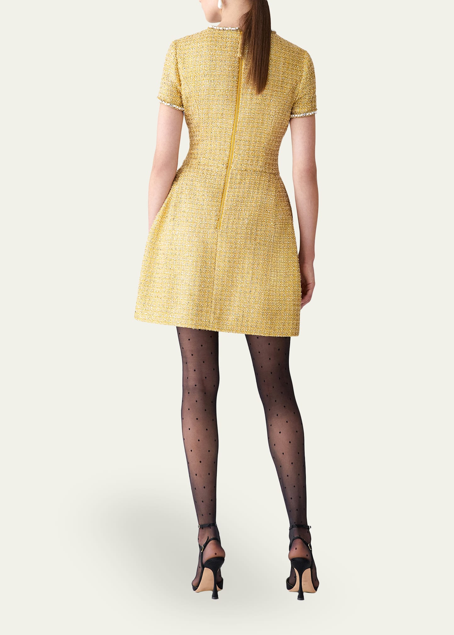Carolina Herrera Metallic Tweed Short-Sleeve Mini Dress - Bergdorf