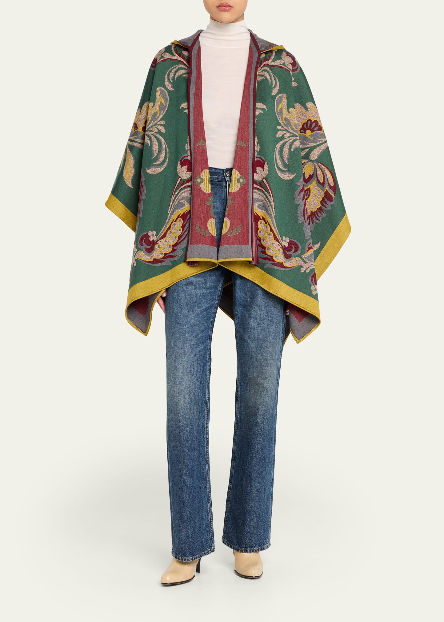 Etro Hooded Paisley Wool-Blend Cape - Bergdorf Goodman