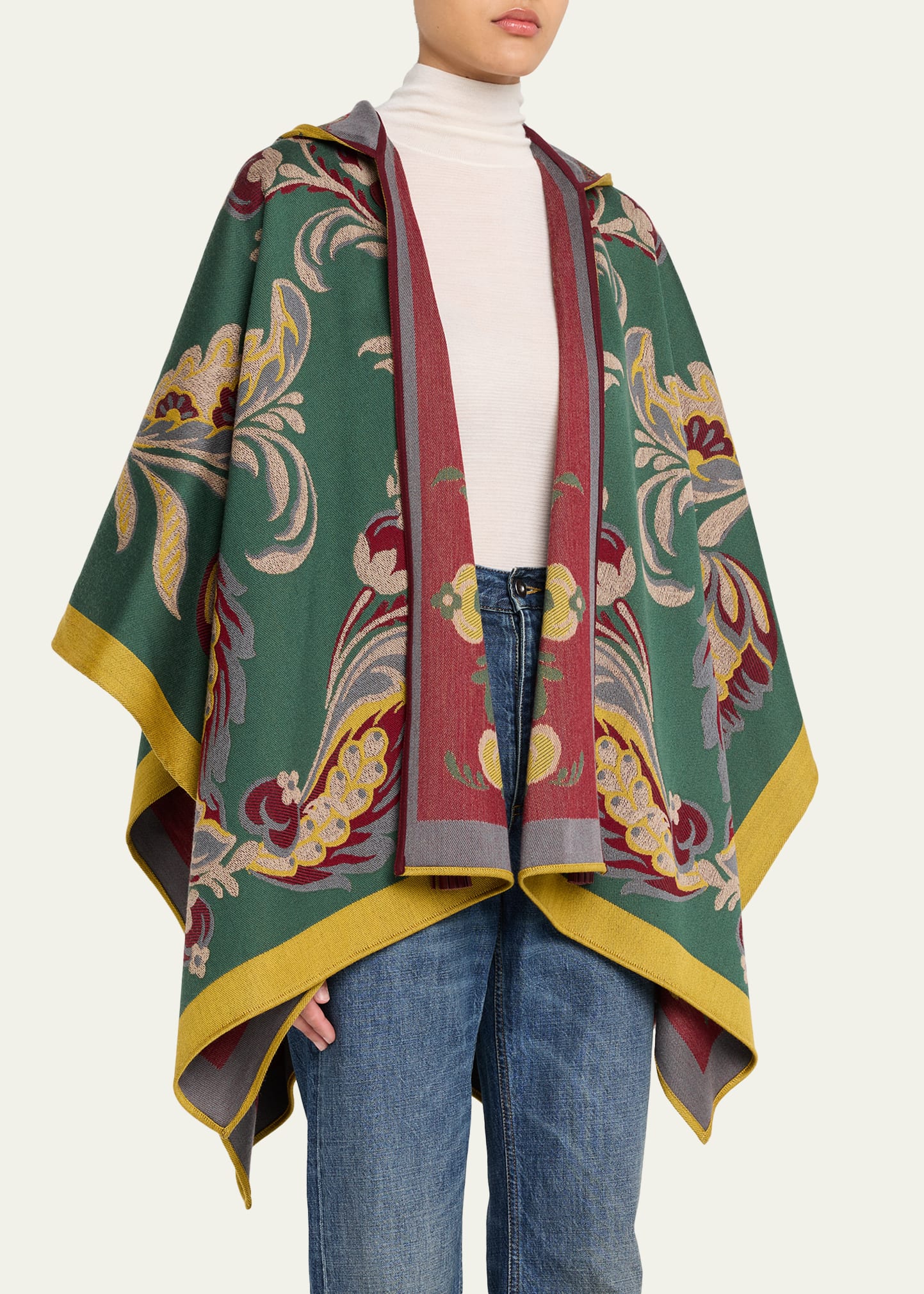 Etro Hooded Paisley Wool-Blend Cape - Bergdorf Goodman