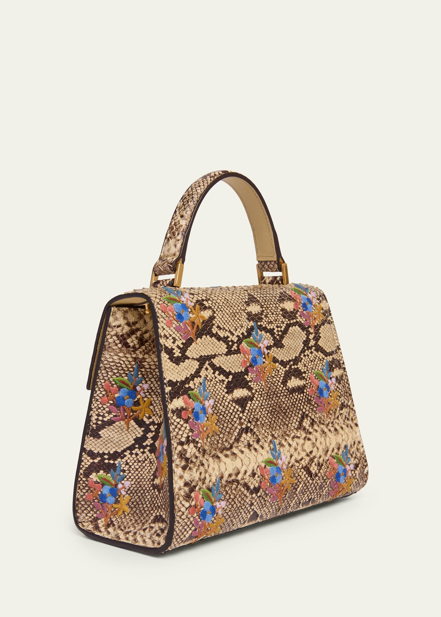 Valentino Garavani VSLING Embroidered Snakeskin Small Top-Handle