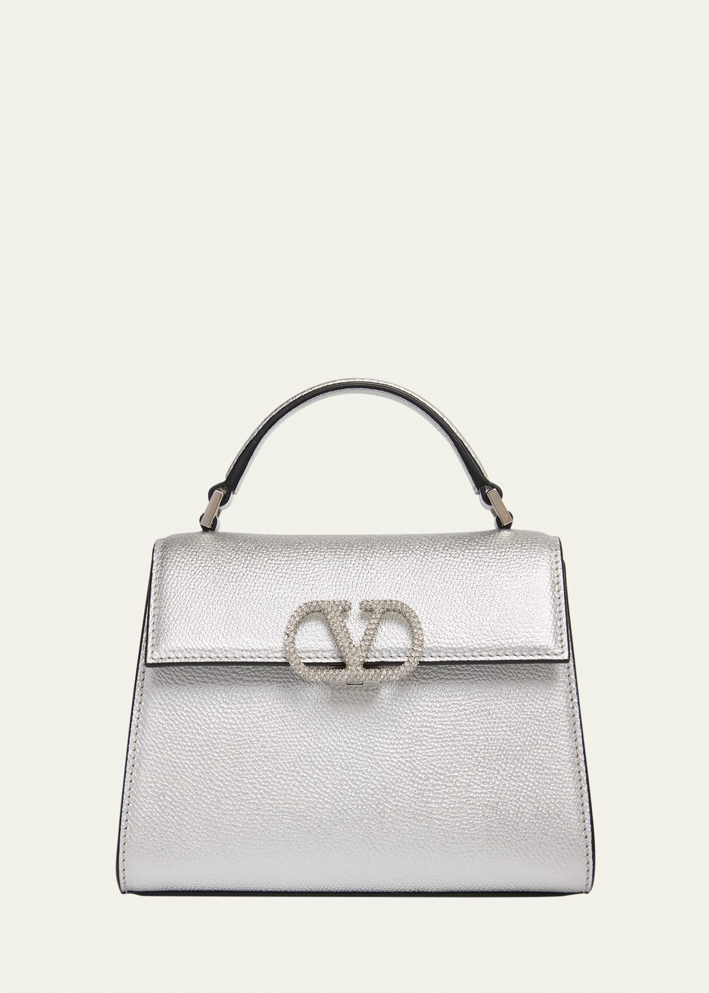 ヒッキー　ディヴァインクロス　ストロ　パトレイバー　新品未開封シュリンク付 Valentino Garavani Mini Crystal VLogo Metallic Leather Top-Handle