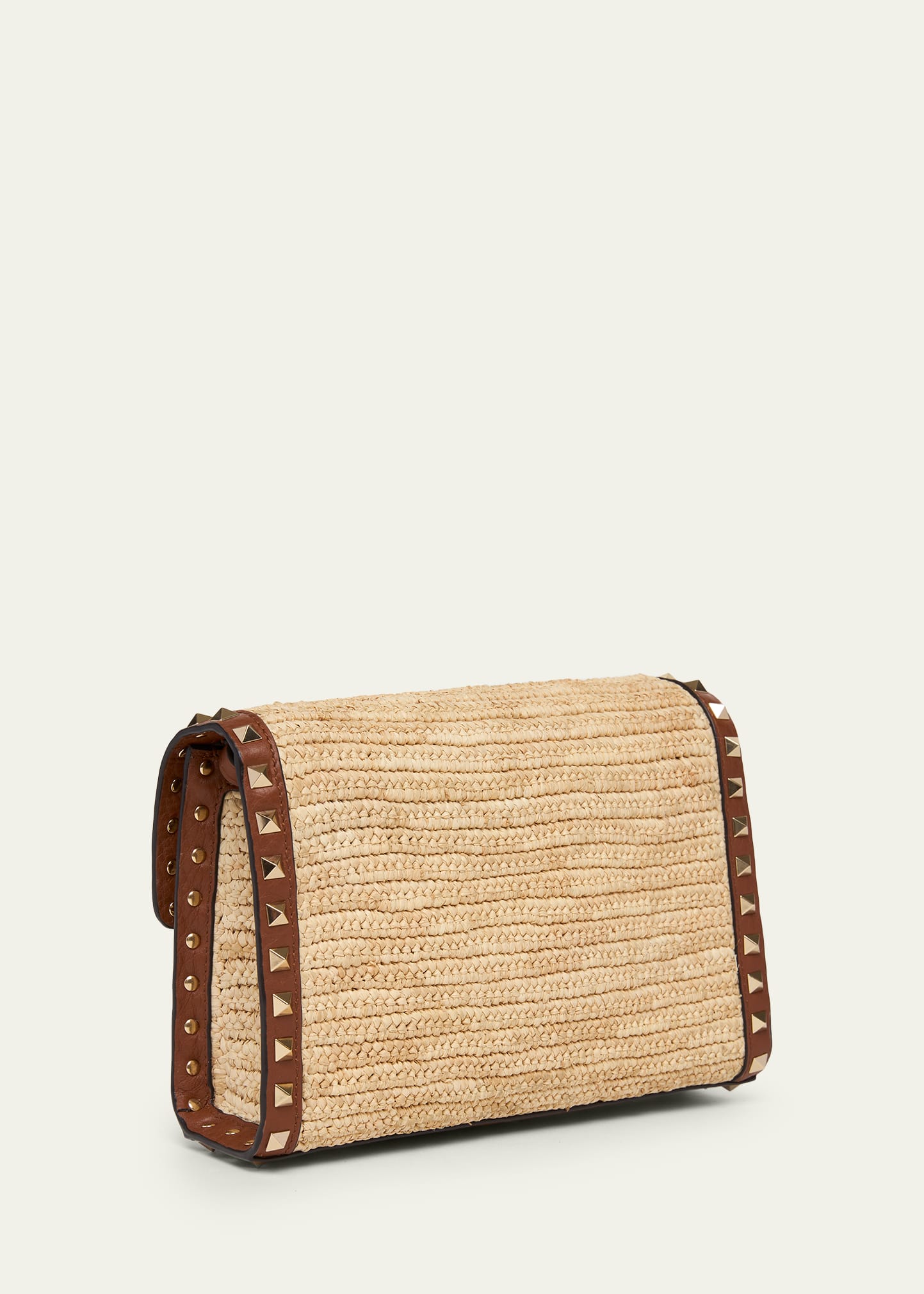 Valentino Garavani Small Rockstud-Trim Viscose Raffia Crossbody
