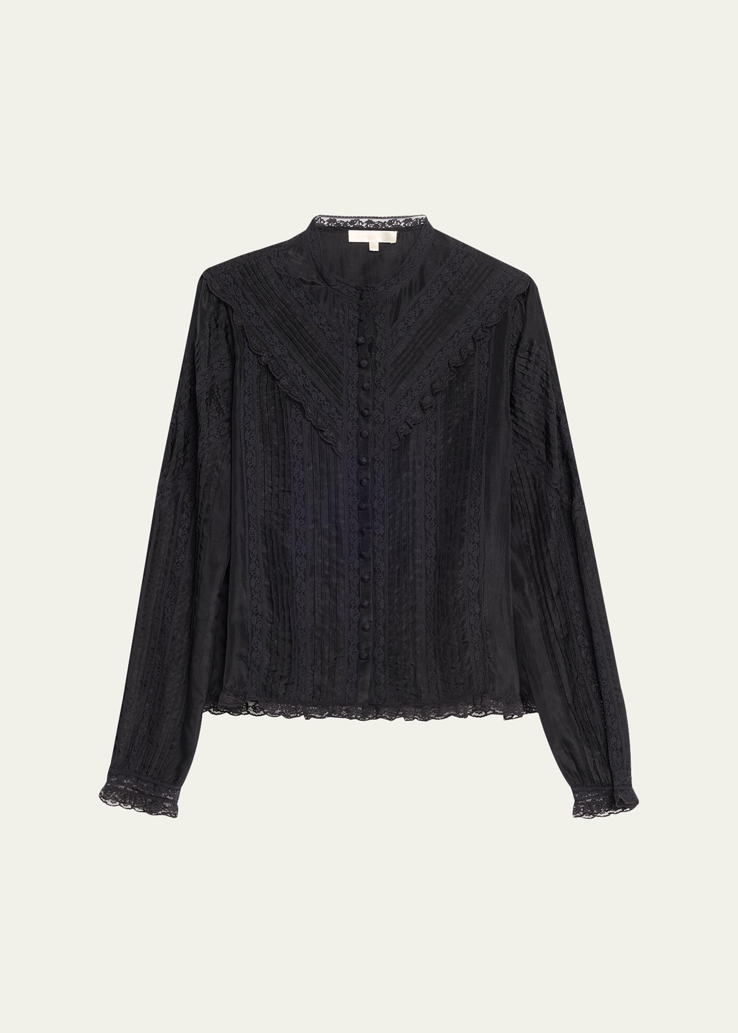 LoveShackFancy Aralina Silk Blouse - Bergdorf Goodman