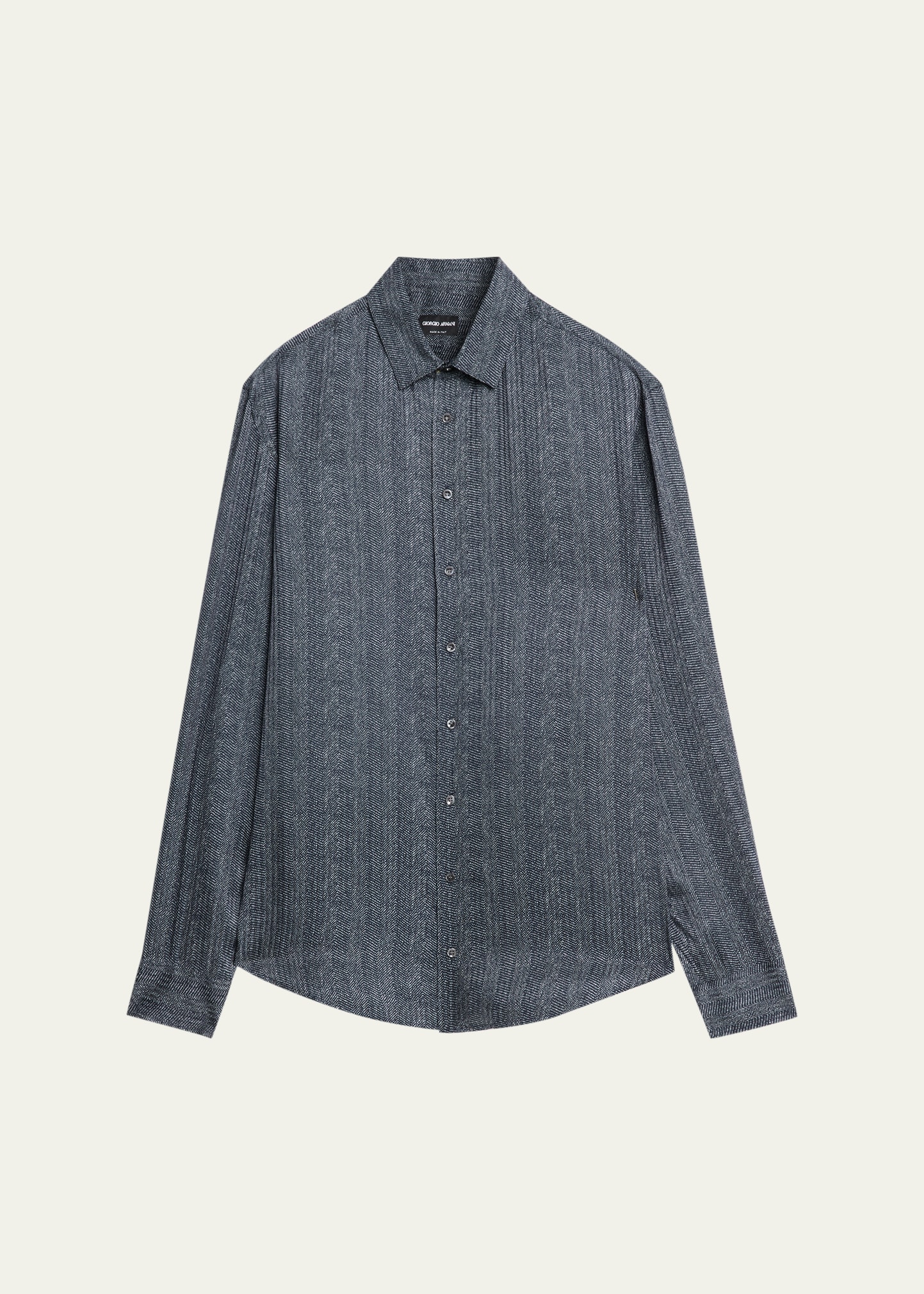 vintage Giorgio Armani シルクシャツ 良色◎ N1621 Giorgio Armani Men's Stripe-Print Viscose and Silk Button-Down