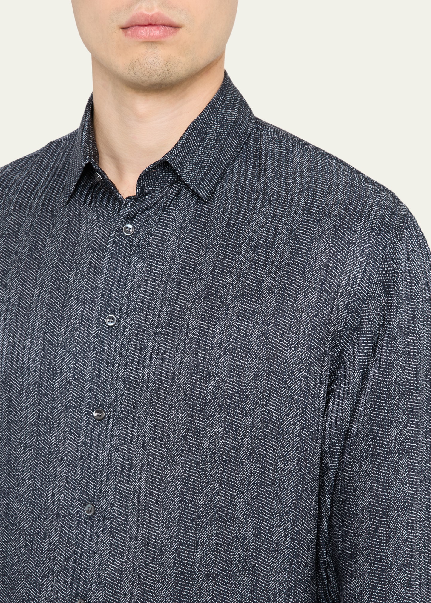 Giorgio Armani Men's Stripe-Print Viscose and Silk Button-Down