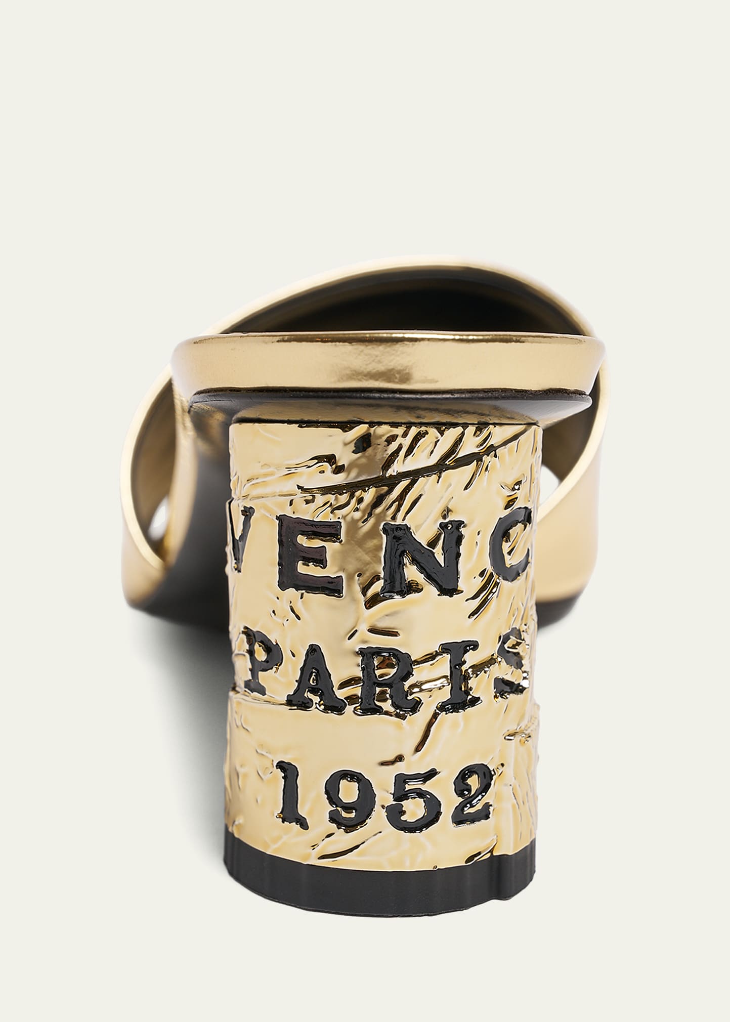 Givenchy 65mm Logo Heel Metallic Leather Mule Sandals - Bergdorf