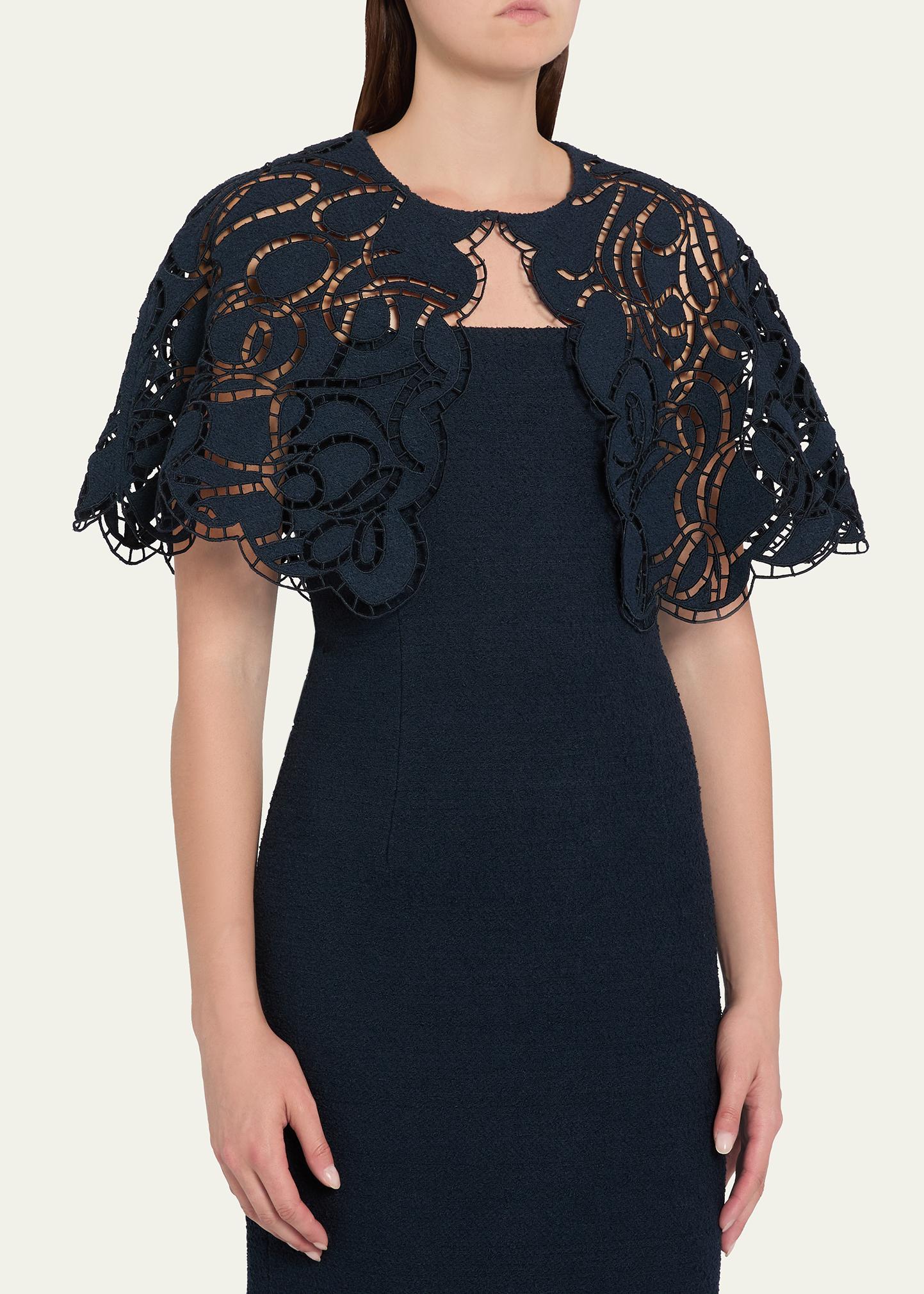Oscar de la Renta Embroidered Tweed Crop Cape - Bergdorf Goodman
