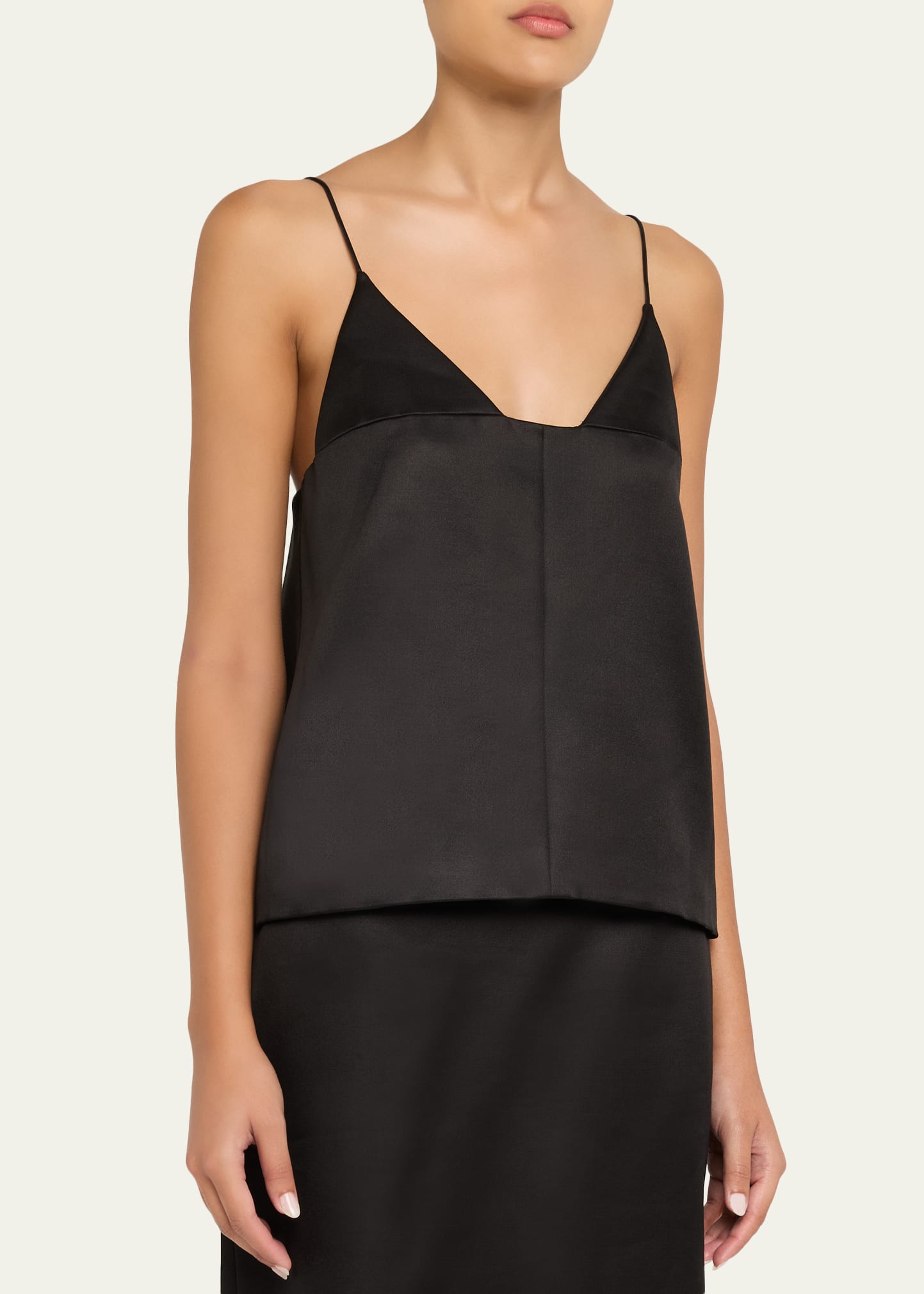 Brandon Maxwell Bridges Silk Empire-Waist Tank Top - Bergdorf Goodman