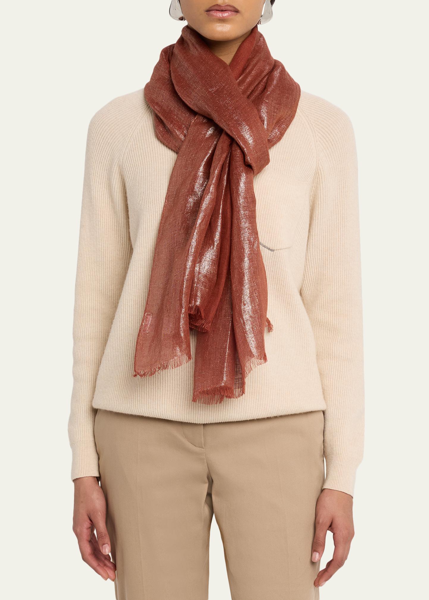 BRUNELLO CUCINELLI リネン シルク ラメ ストール Brunello Cucinelli Linen Lurex Linen Scarf - Bergdorf Goodman