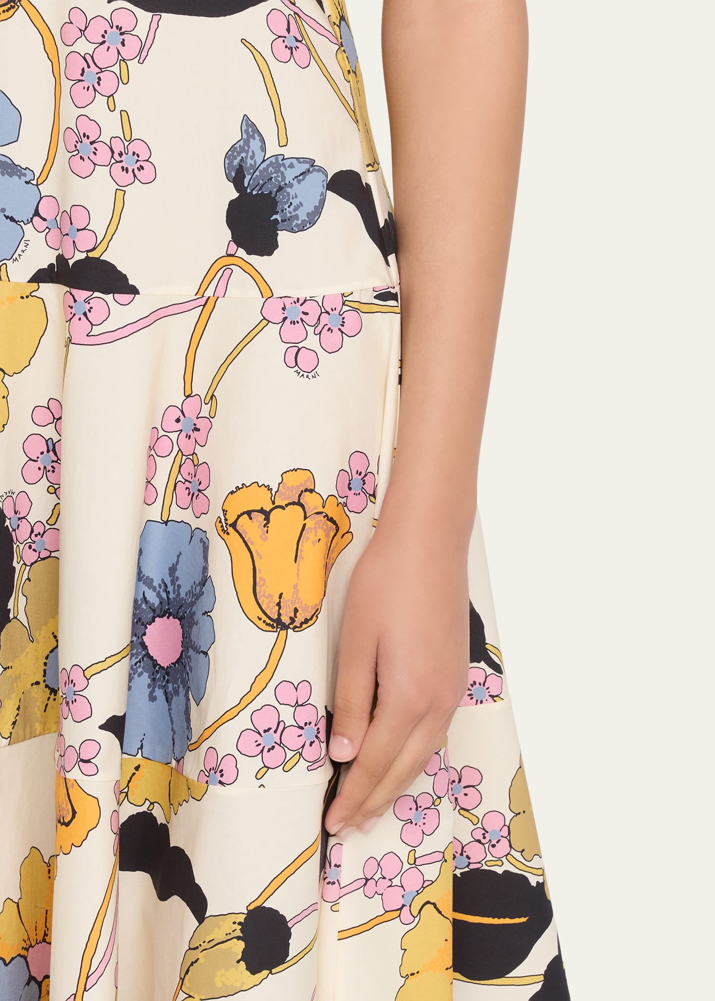 Marni Floral Drop-Waist Sleeveless Midi Dress - Bergdorf Goodman
