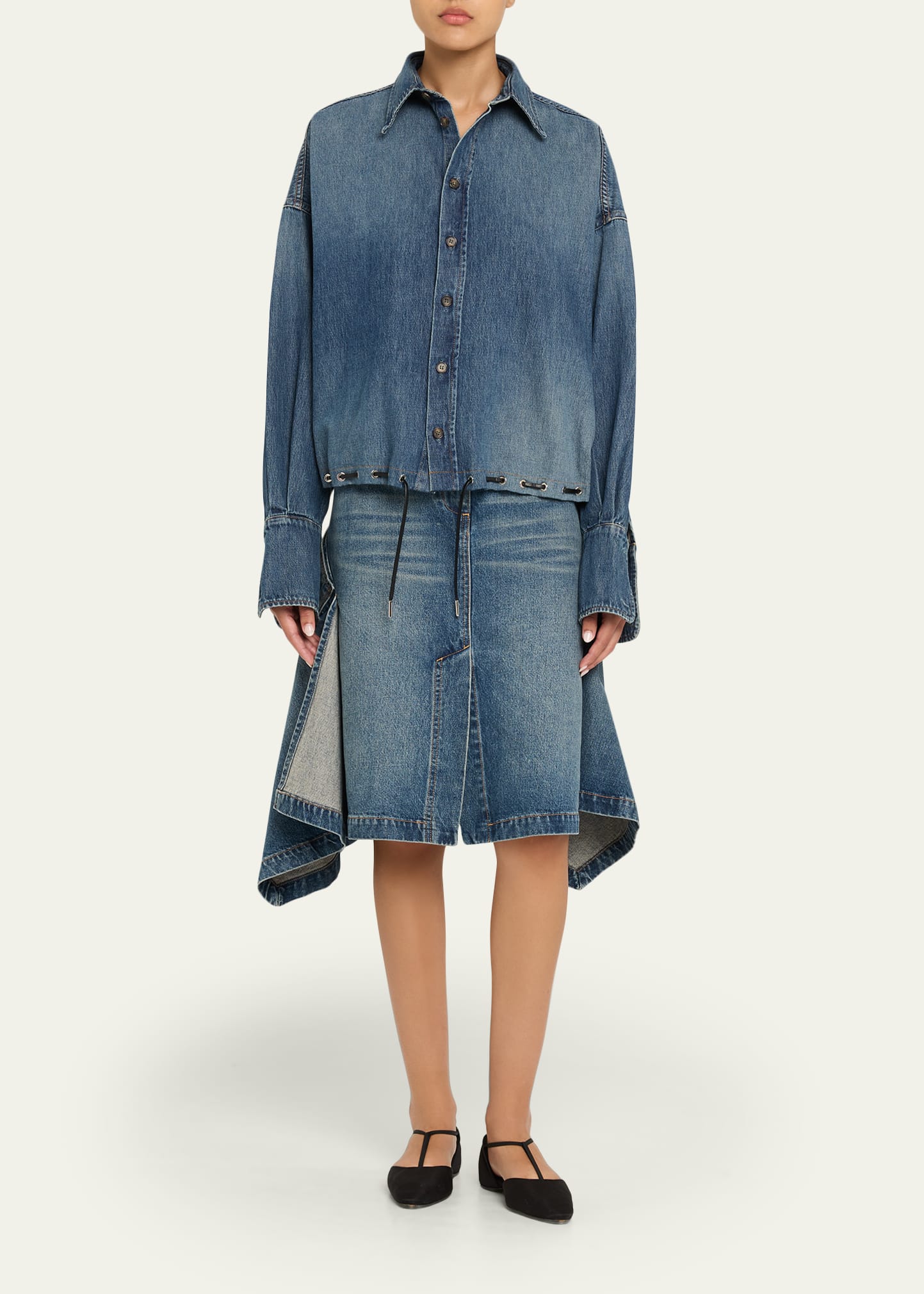 Brandon Maxwell Frankie Denim Handkerchief Skirt - Bergdorf Goodman