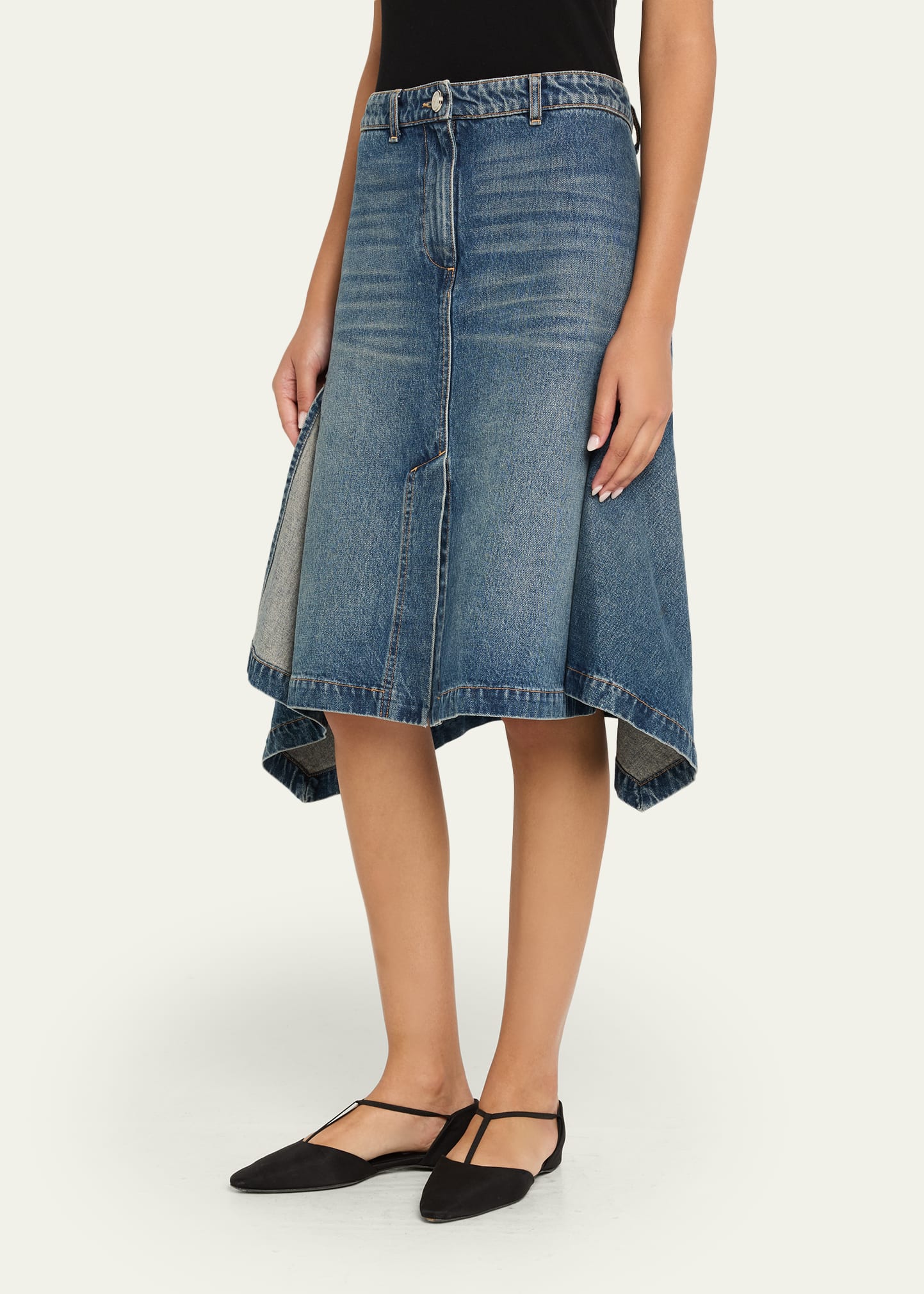 Brandon Maxwell Frankie Denim Handkerchief Skirt - Bergdorf Goodman