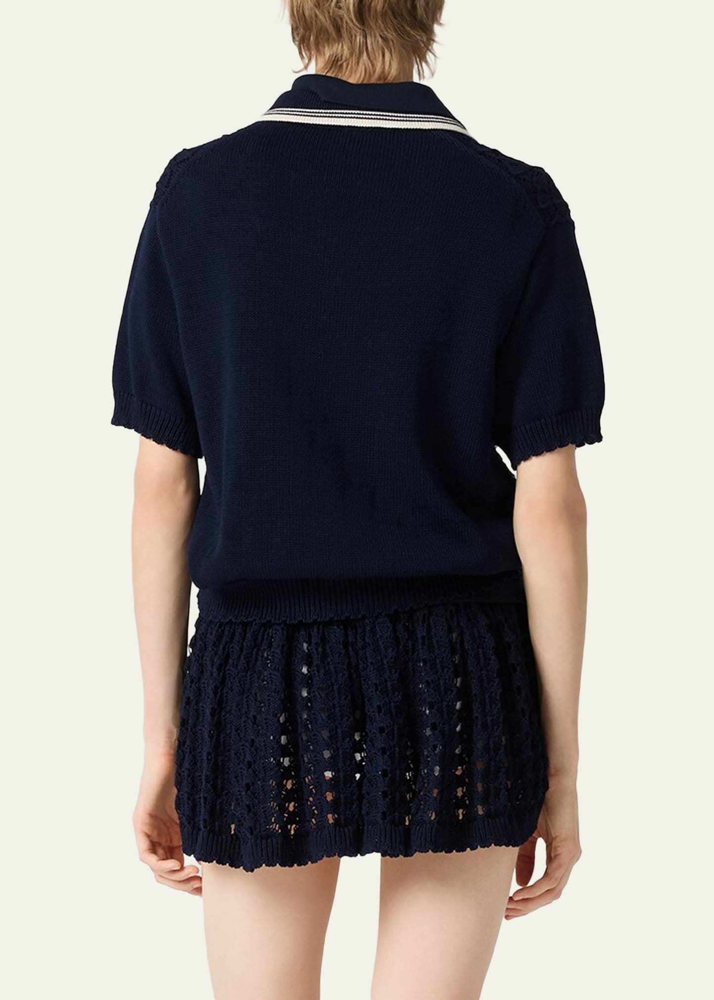 Miu Miu Crochet Knit Drawstring Mini Skirt - Bergdorf Goodman