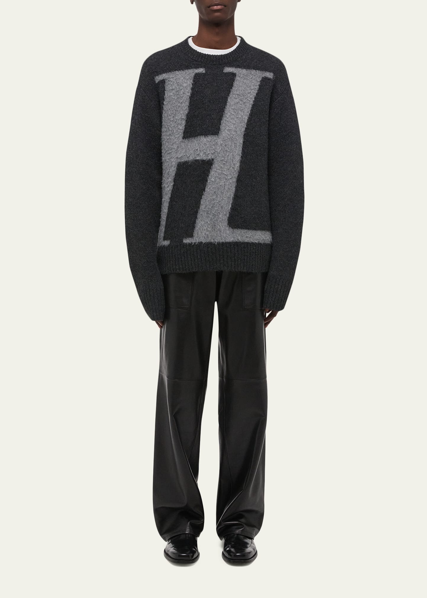 Helmut Lang Men's HL Logo Crewneck Sweater - Bergdorf Goodman