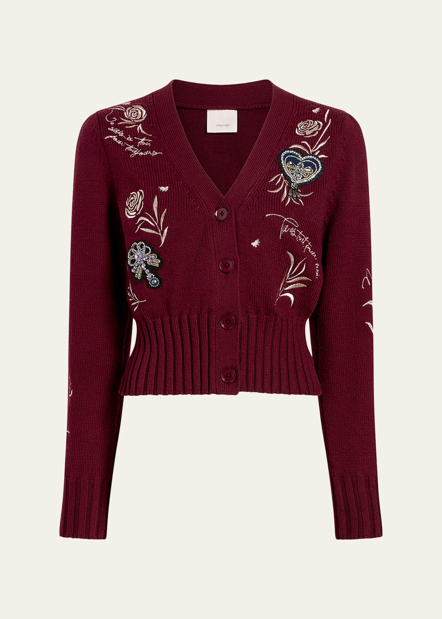 00's PURPLE期UNDERCOVER薔薇刺繍パイピングカーディガン裏原 Cinq a Sept Heritage Rose Patch Morgan Embroidered Cardigan