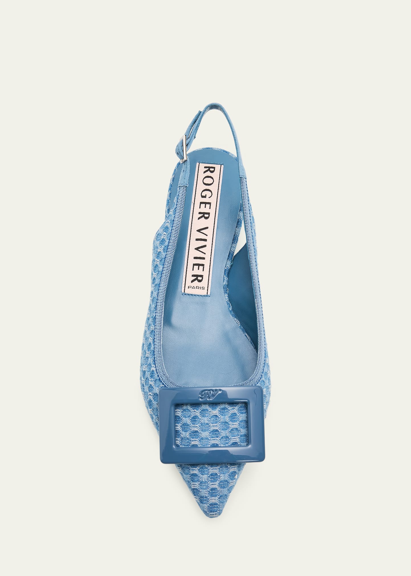 Roger Vivier Gommettine Denim Slingback Flats - Bergdorf Goodman