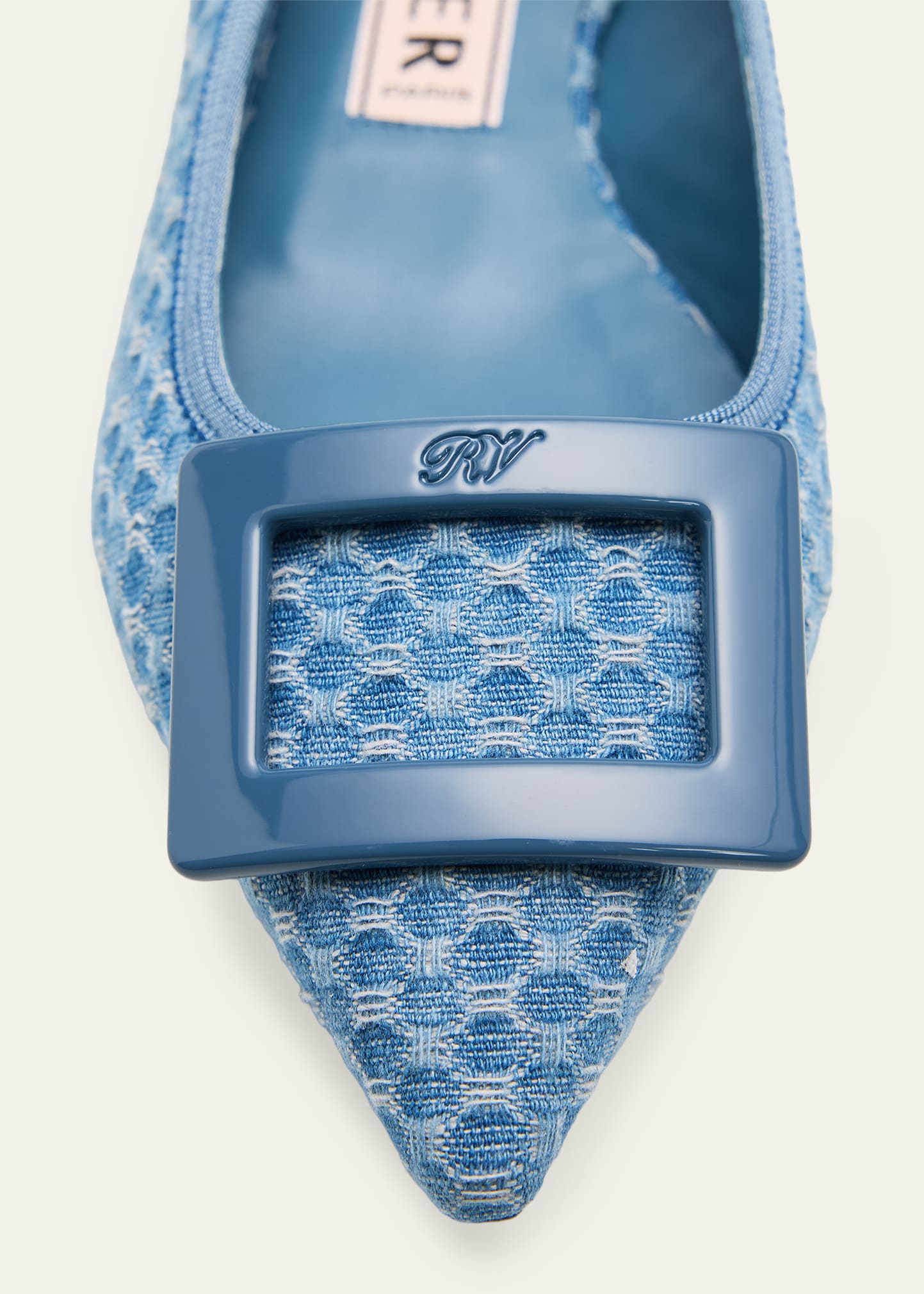 Roger Vivier Gommettine Denim Slingback Flats - Bergdorf Goodman