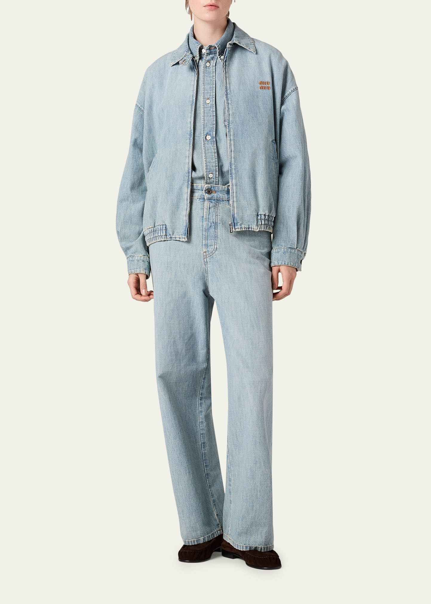 Miu Miu Denim Zip Bomber Jacket - Bergdorf Goodman