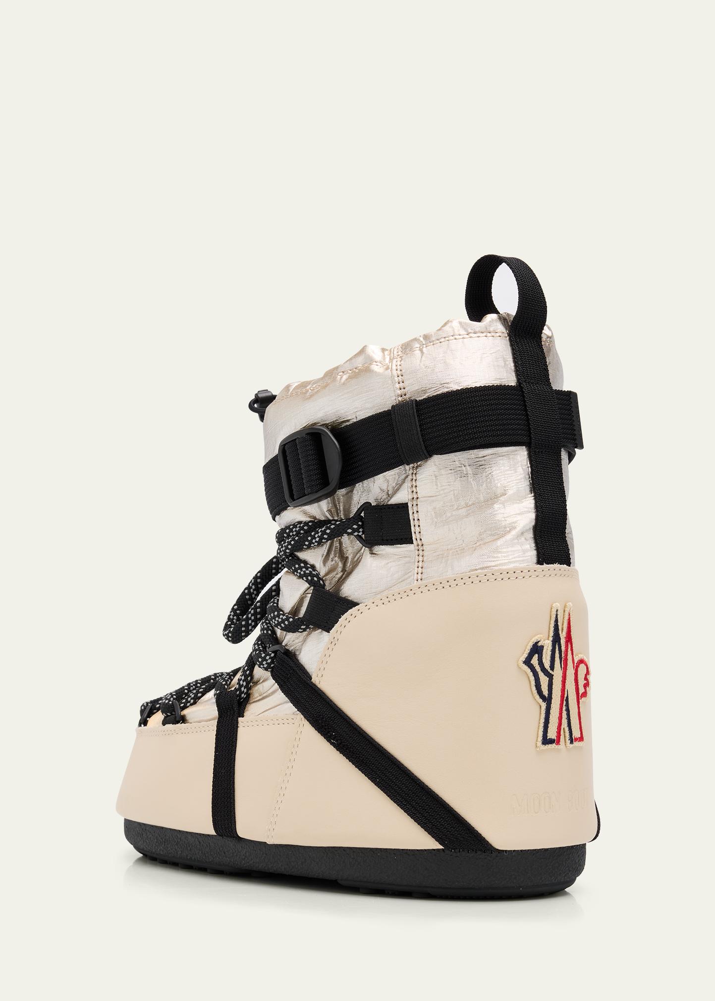 h*9様 【もこもこ可愛いモンクレ】MONCLER レザー ファー スニーカー Moncler x Moon Boot Icon Low Padded Snow Boots - Bergdorf Goodman