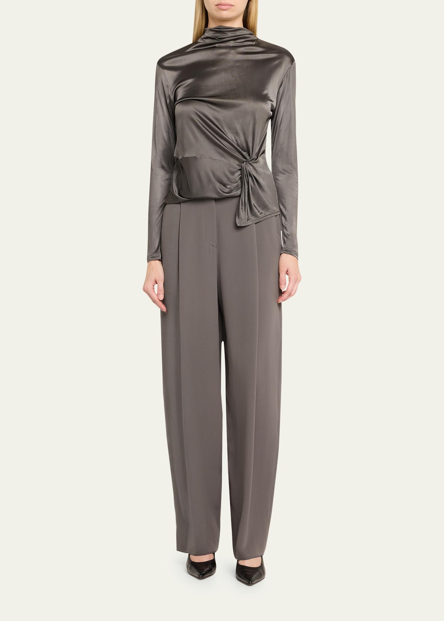 Giorgio Armani Washed Silk Pleated Trousers - Bergdorf Goodman