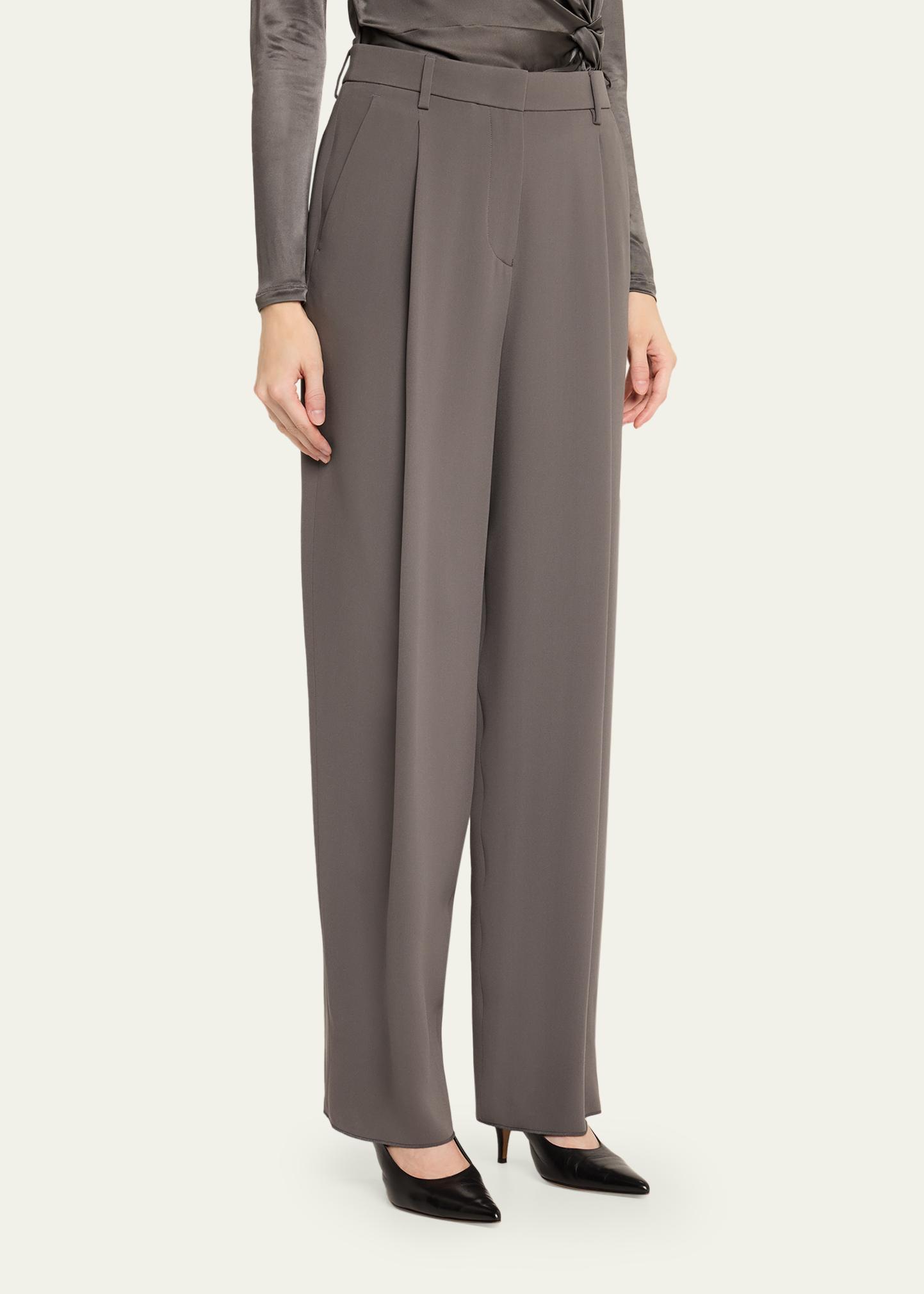 Giorgio Armani Washed Silk Pleated Trousers - Bergdorf Goodman