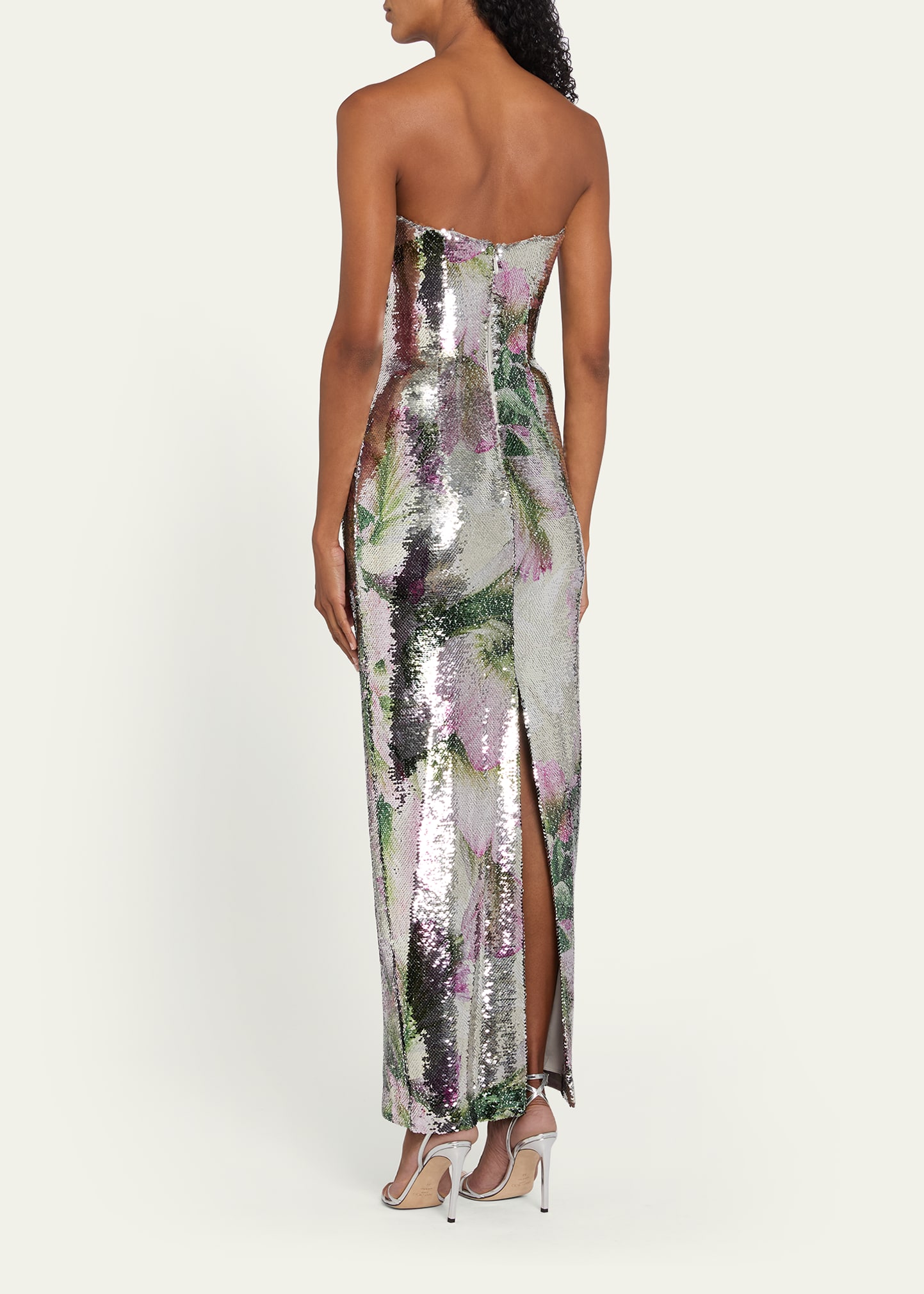 ml monique lhuillier metallic chiffon maxi dress ML Monique Lhuillier Seraphine Satin Maxi Dress Sz 4 (e)