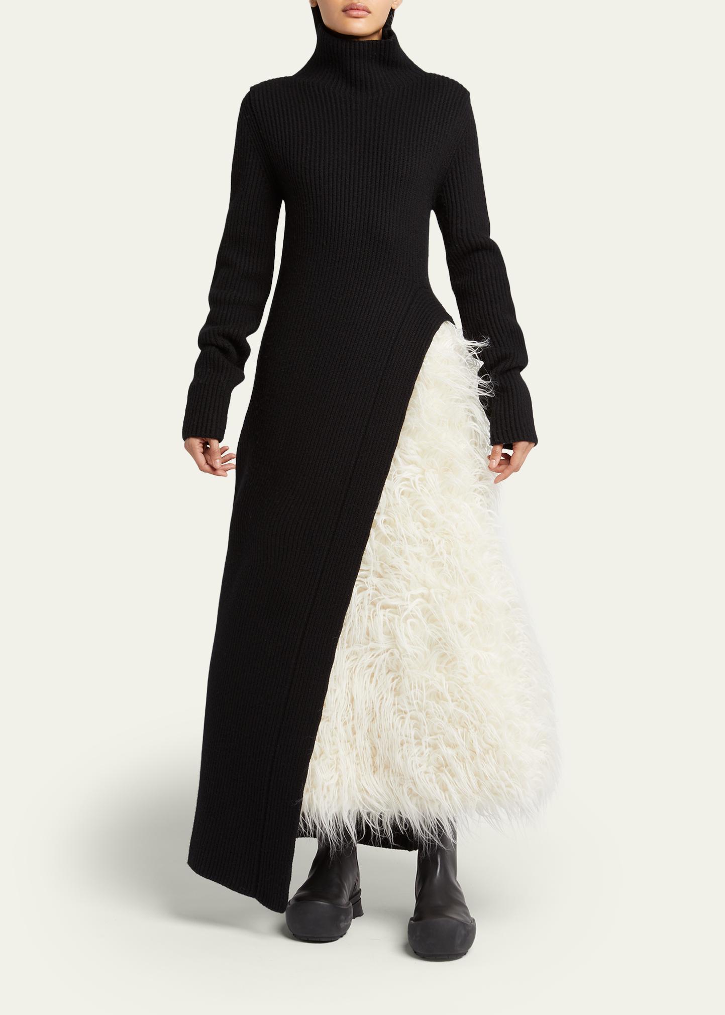 Moncler Genius x Jil Sander Asymmetric Wool Turtleneck Dress
