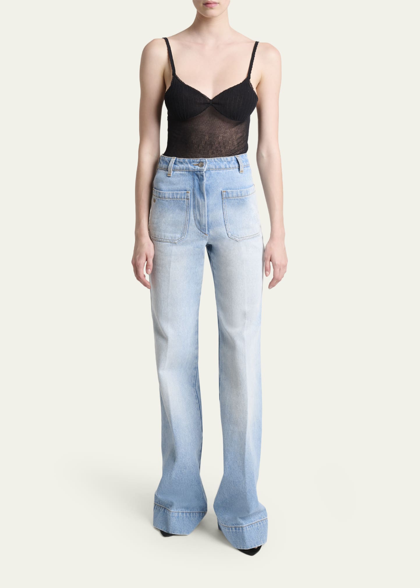 Victoria Beckham Alina Front Pocket Flare Jeans - Bergdorf Goodman