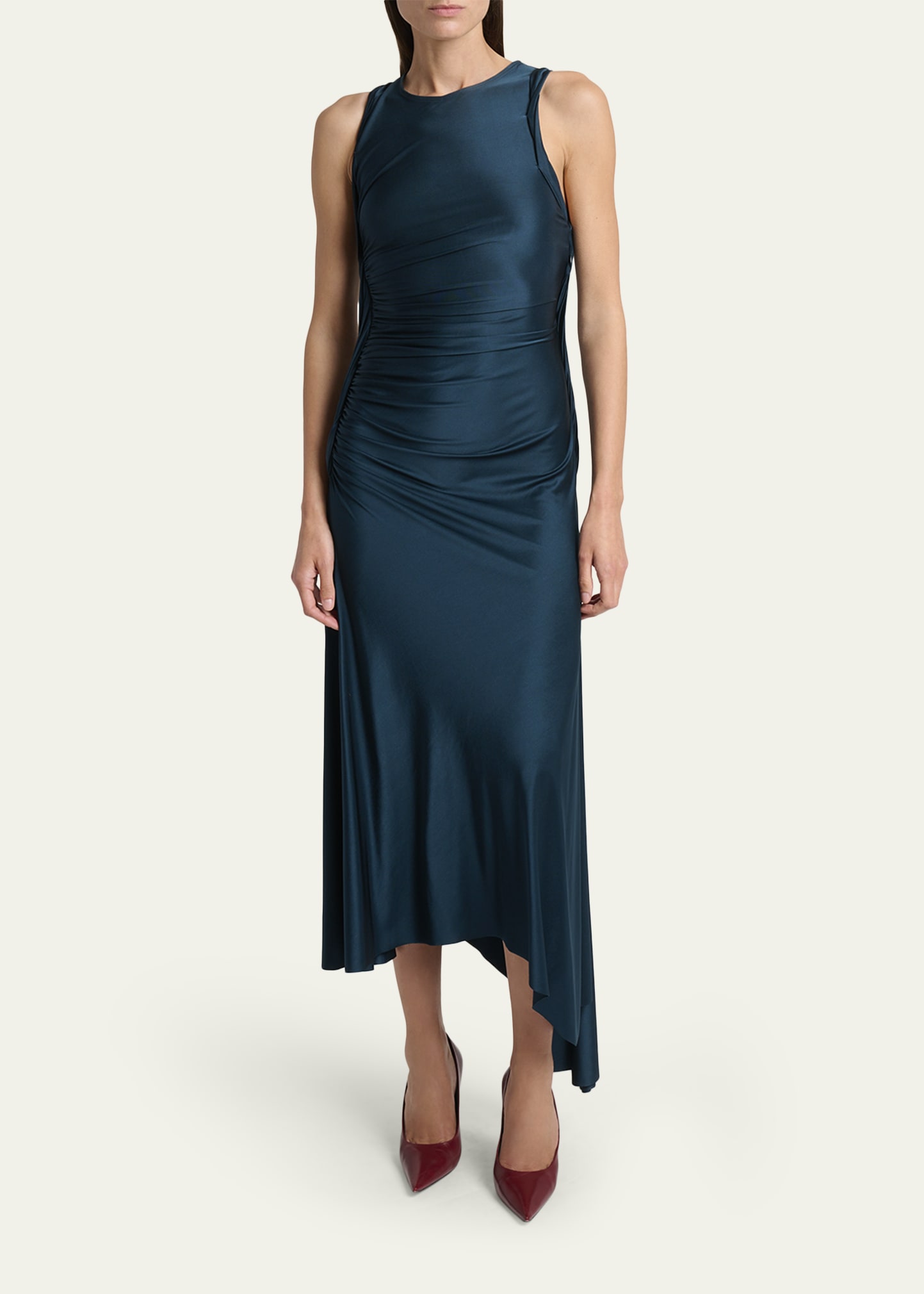 victoria beckham crepe midi dress Draped crepe midi dress - black