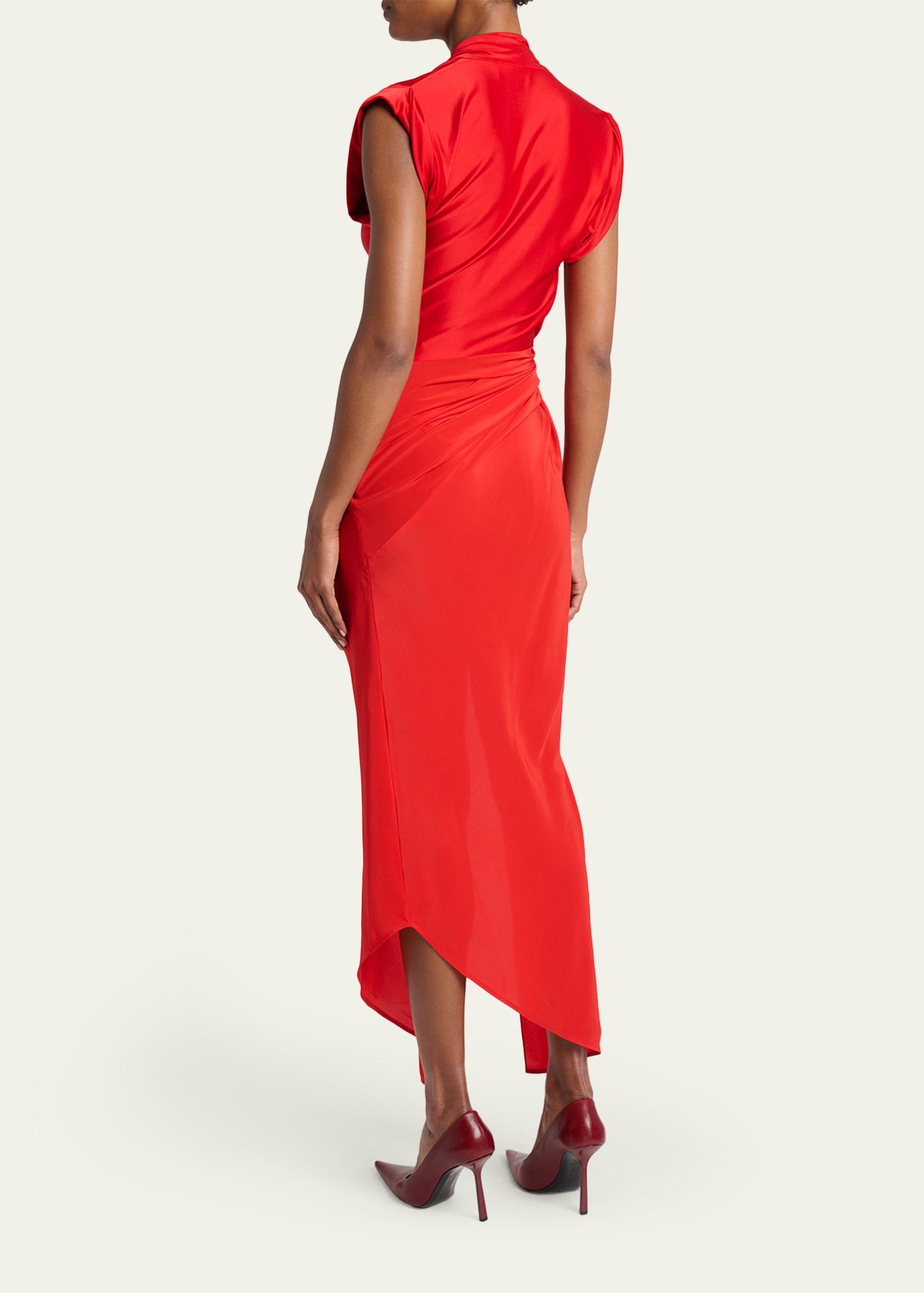 liquid satin dress Marchesa Couture Multicolor A-line Sleeveless Evening Dress