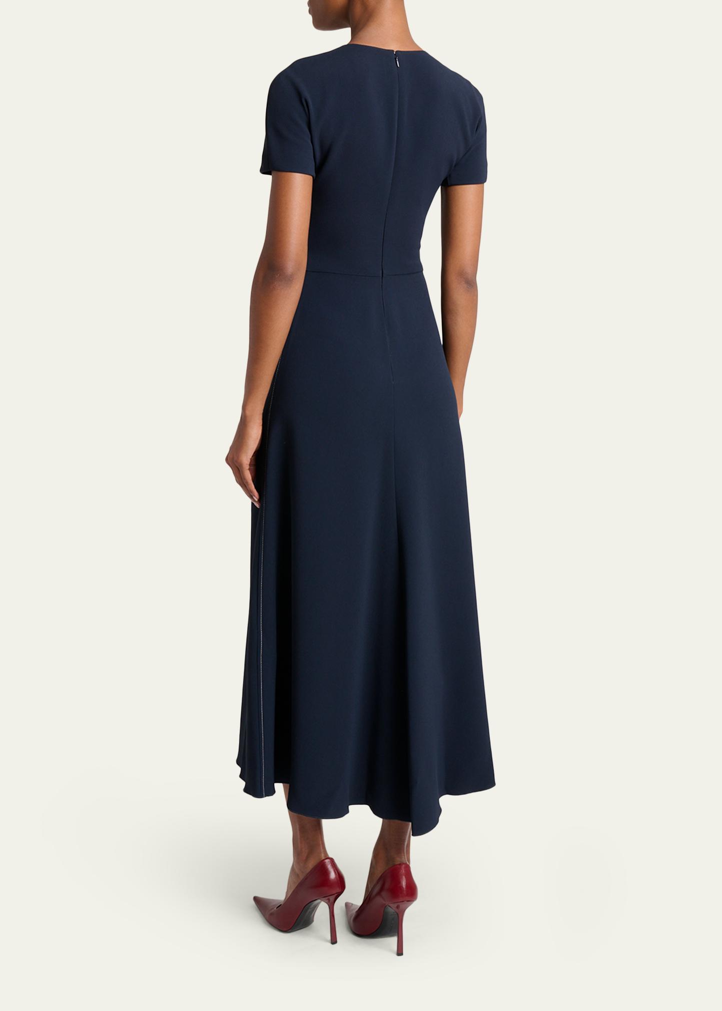 Victoria Beckham Gathered Waist Crepe Midi Dress - Bergdorf Goodman