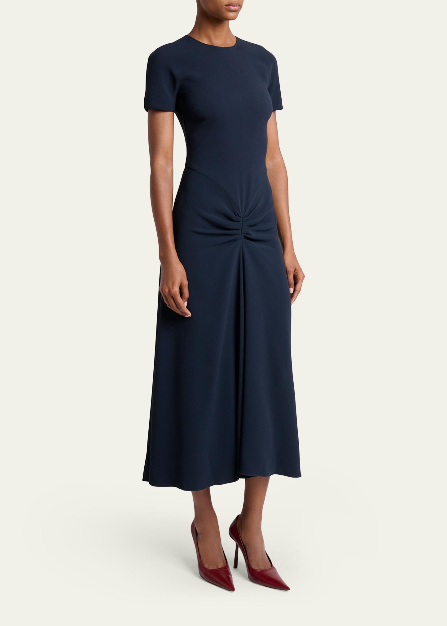Victoria Beckham Gathered Waist Crepe Midi Dress - Bergdorf Goodman