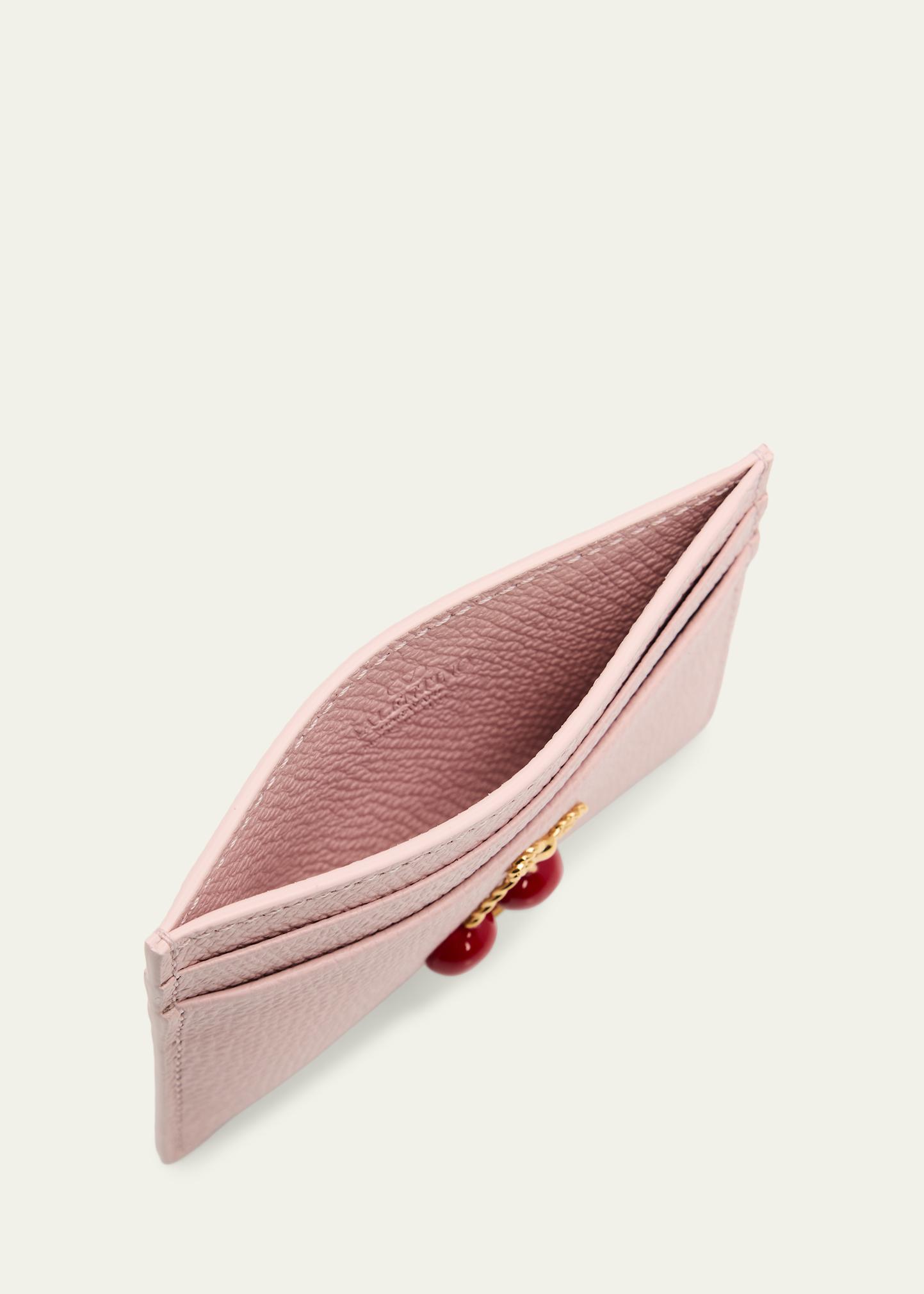 Valentino Garavani Hot Pink Leather Card Holder VLogo Card Holder in Red Leather Valentino Garavani - Women  main image 2
