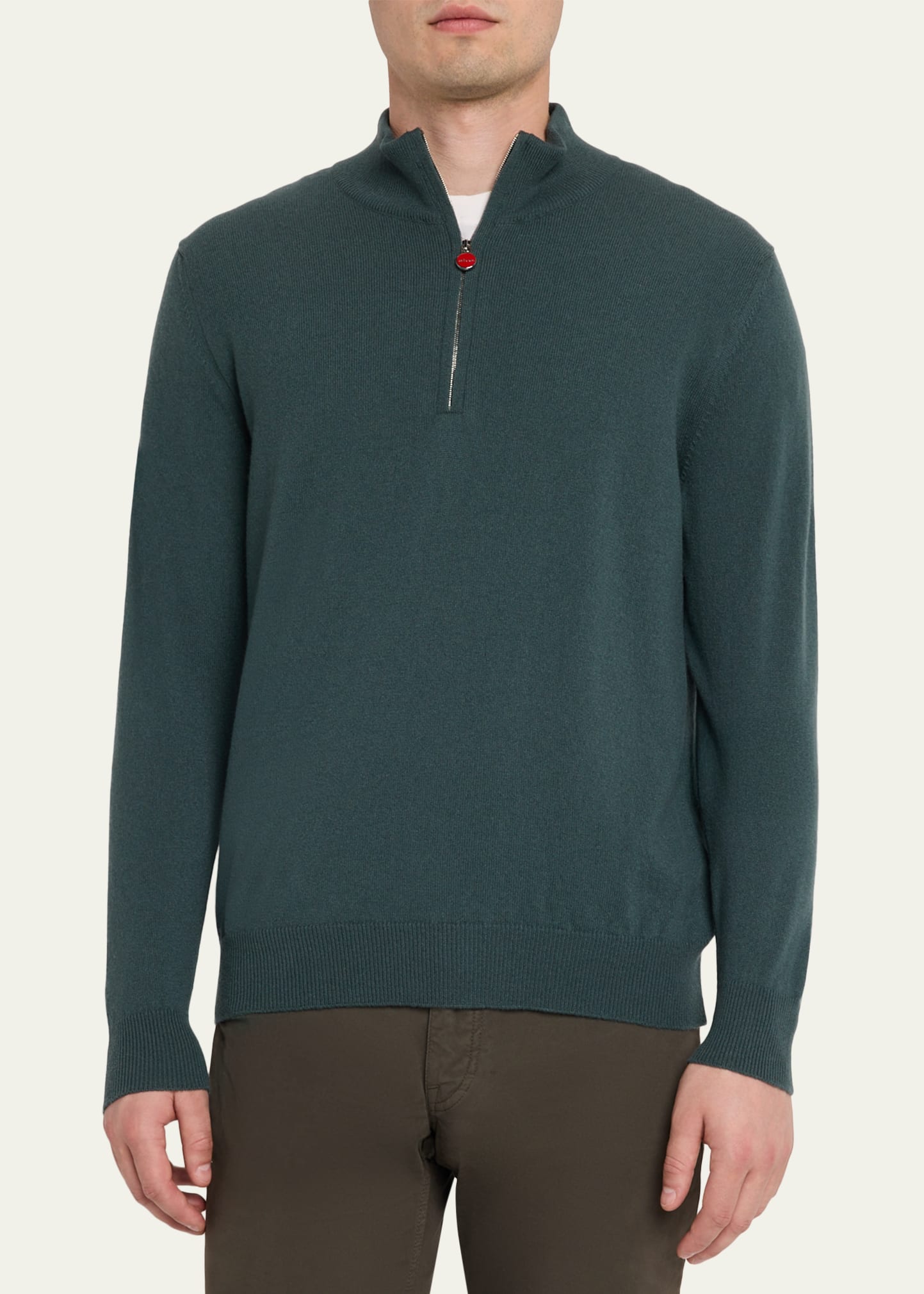 Kiton Men's 12gg Cashmere Mock Neck Quarter-Zip Sweater - Bergdorf