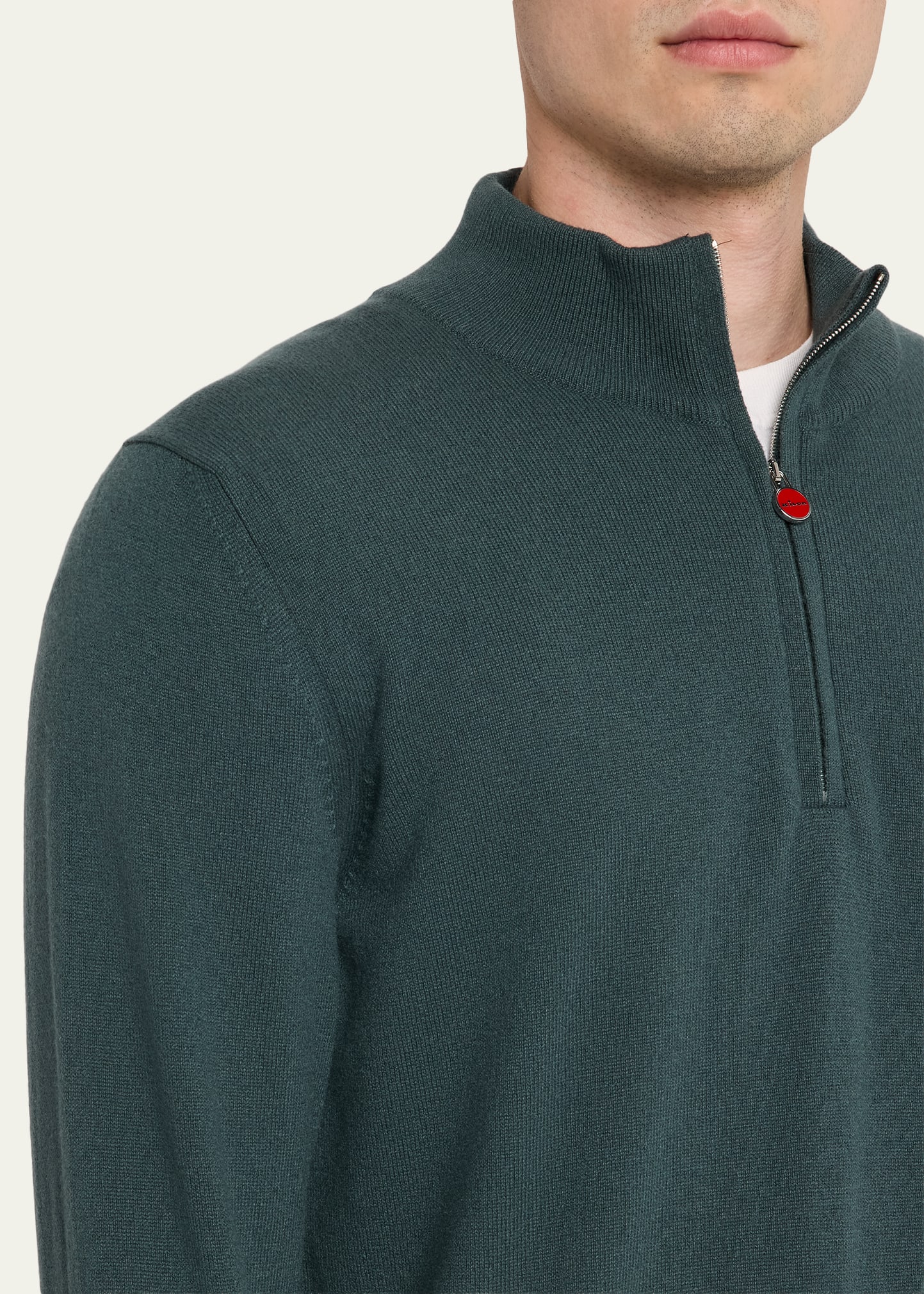 Kiton Men's 12gg Cashmere Mock Neck Quarter-Zip Sweater - Bergdorf