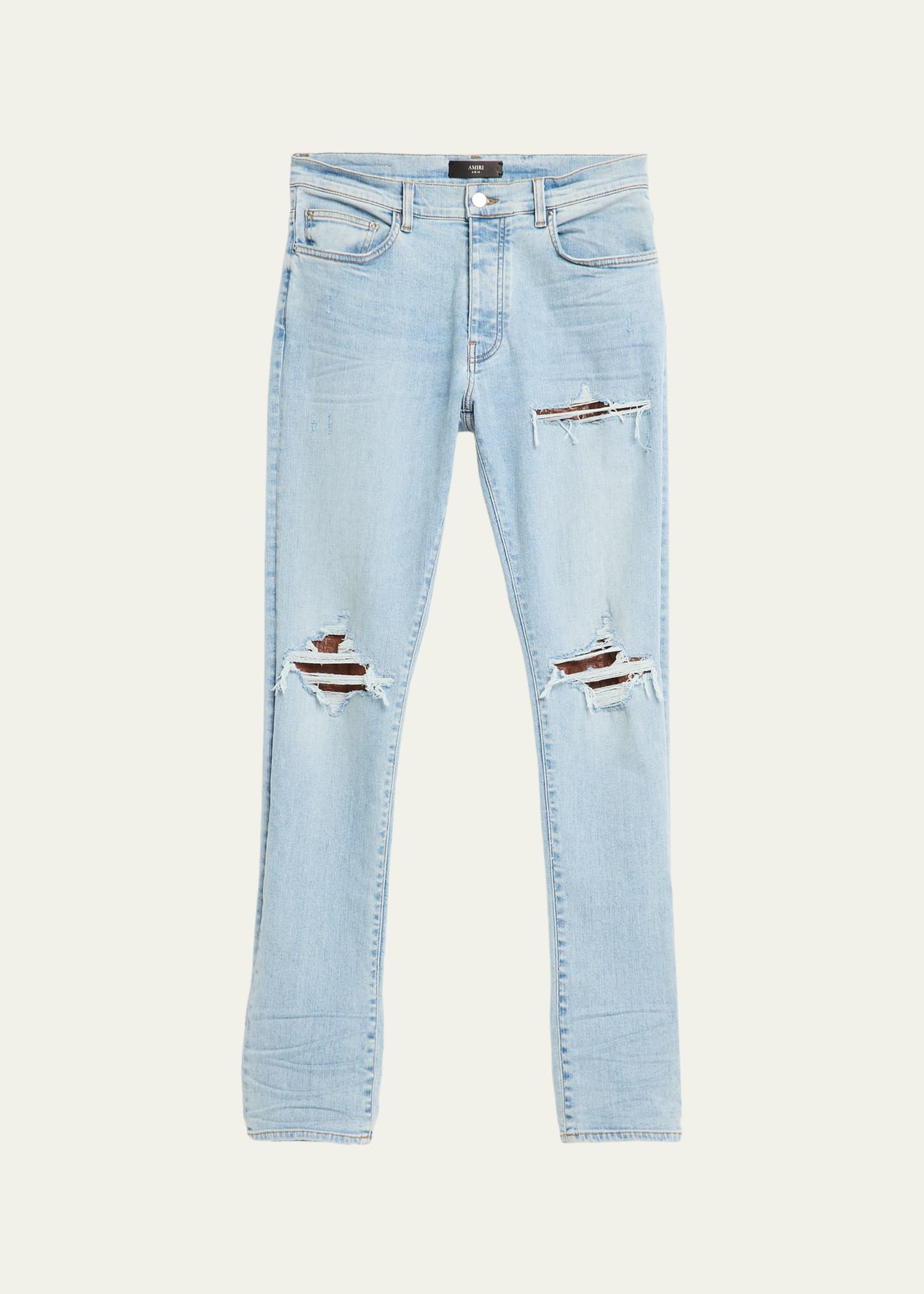 Amiri Men's MX1 Croc-Effect Repaired Stretch Skinny Jeans