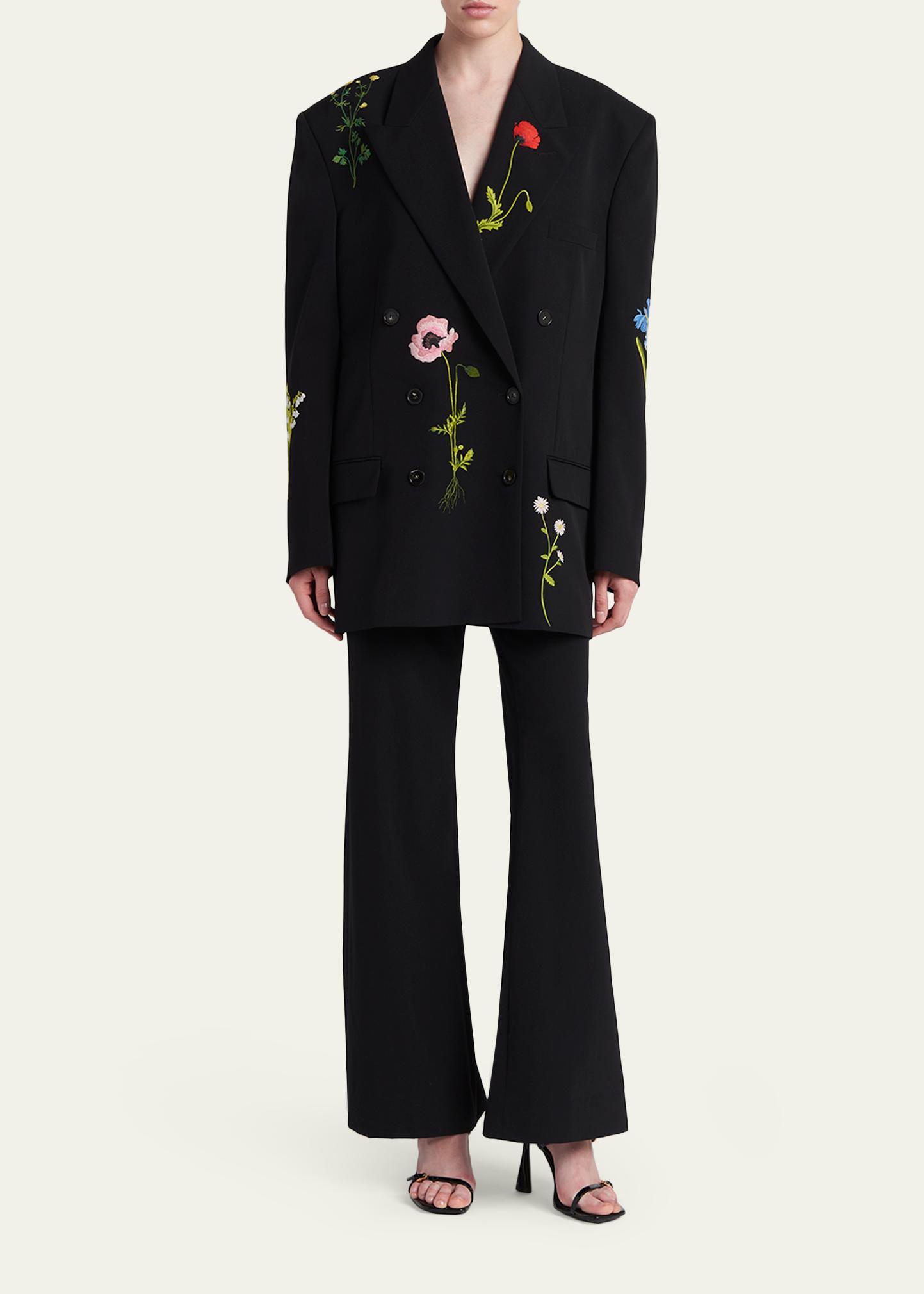 Stella McCartney Floral Embroidered Double-Breasted Boyfriend