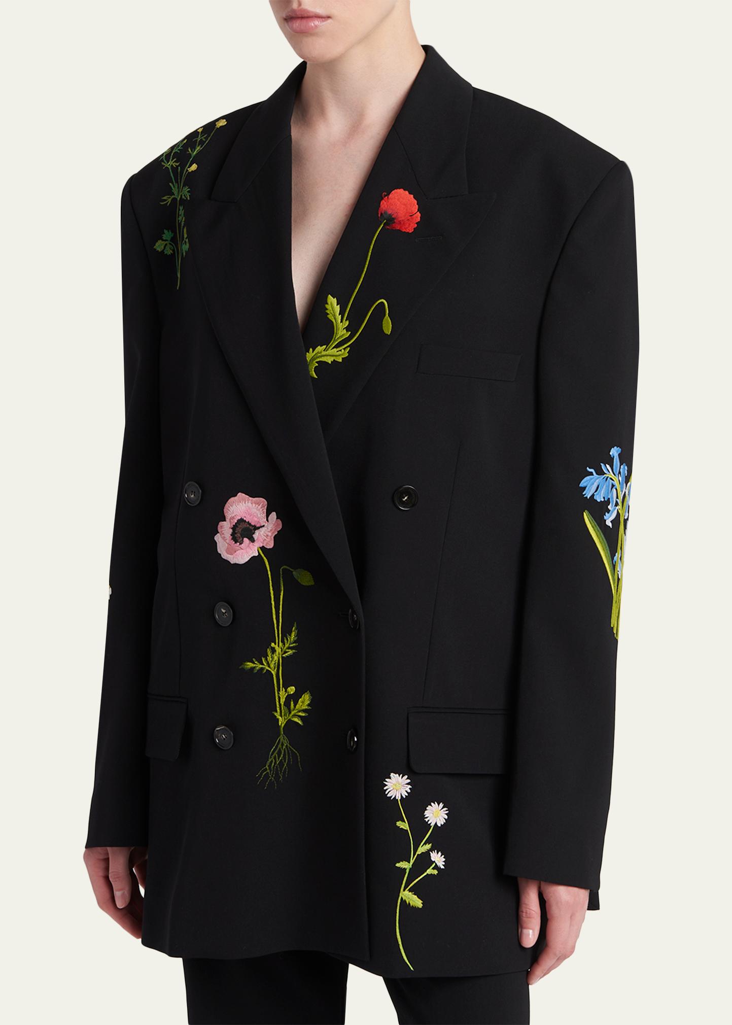 Stella McCartney Floral Embroidered Double-Breasted Boyfriend