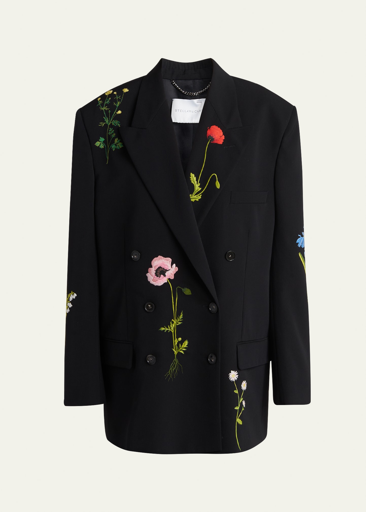 Stella McCartney Floral Embroidered Double-Breasted Boyfriend