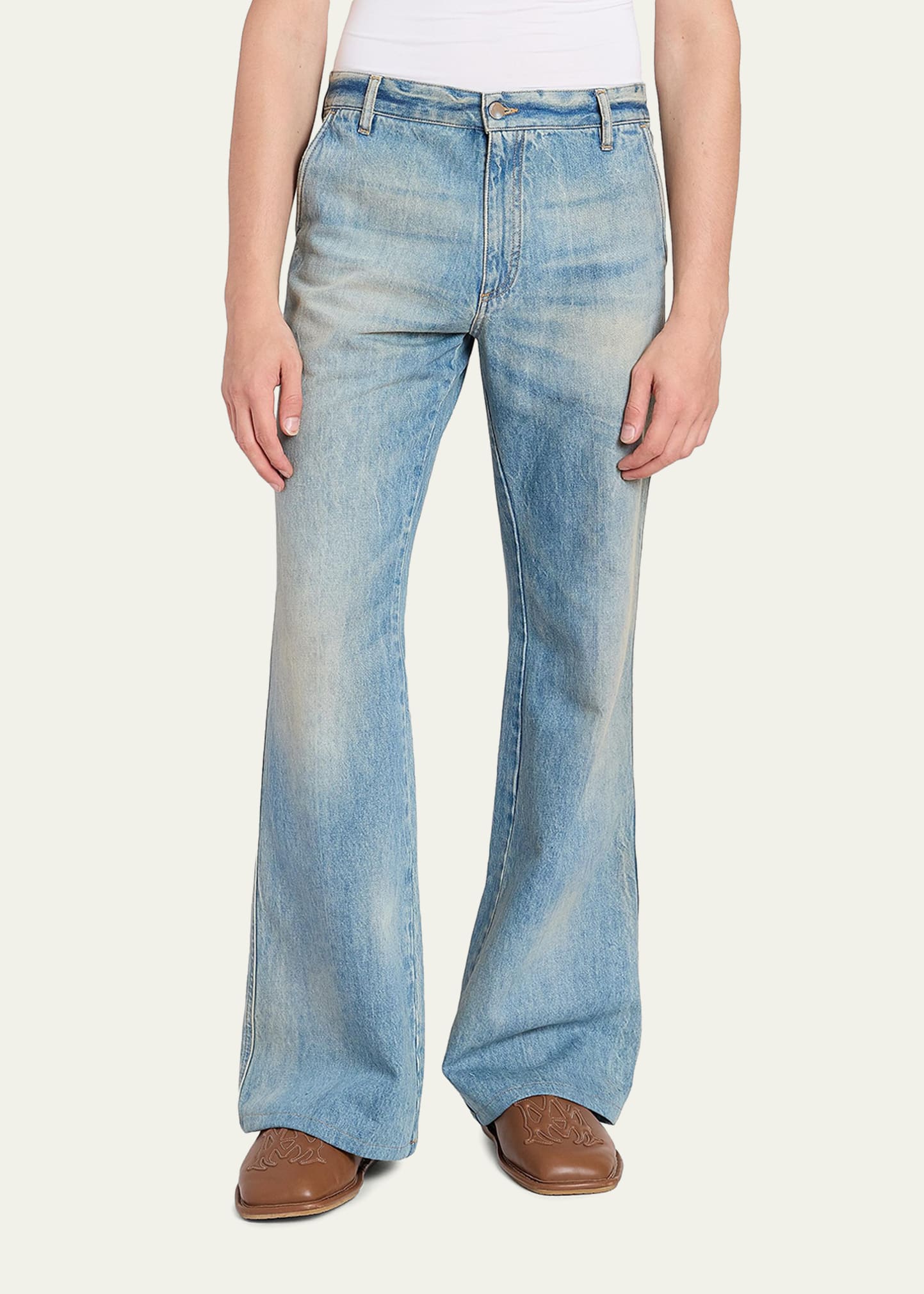 Amiri Men's Faded Denim Bootcut Jeans - Bergdorf Goodman