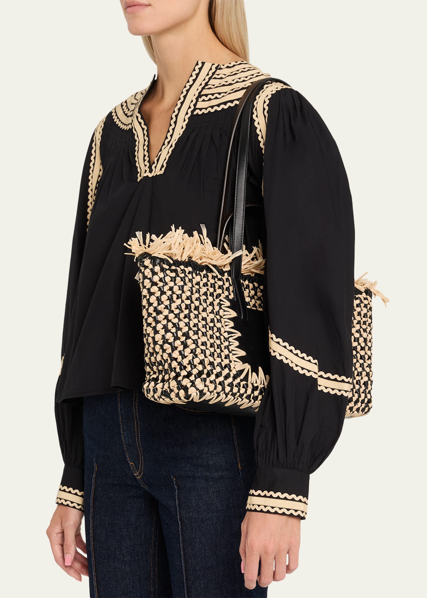 Ulla Johnson Lali Small Fringed Woven Raffia Tote Bag - Bergdorf