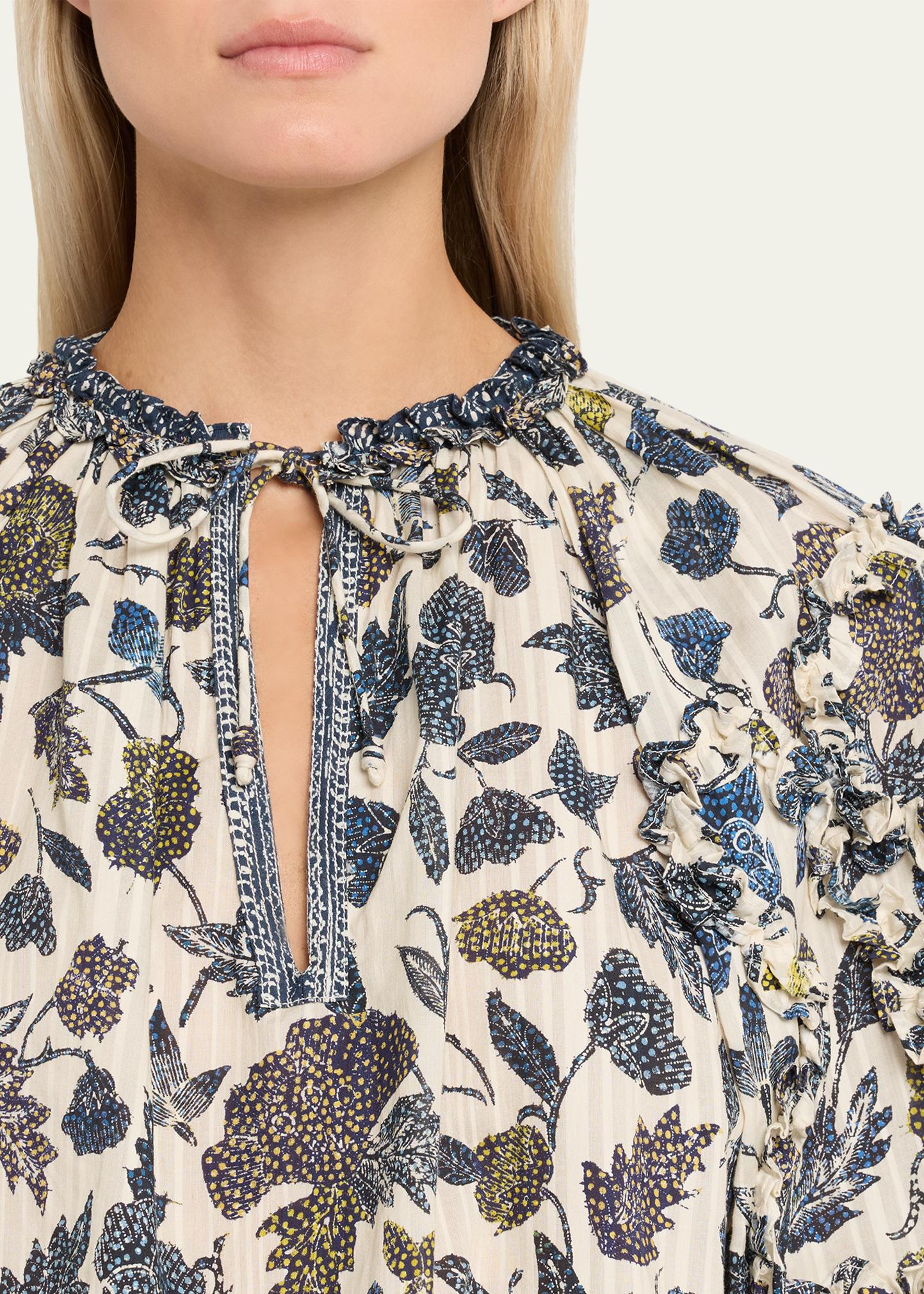 Ulla Johnson Azrou Floral Long-Sleeve Ruffle Blouse - Bergdorf Goodman